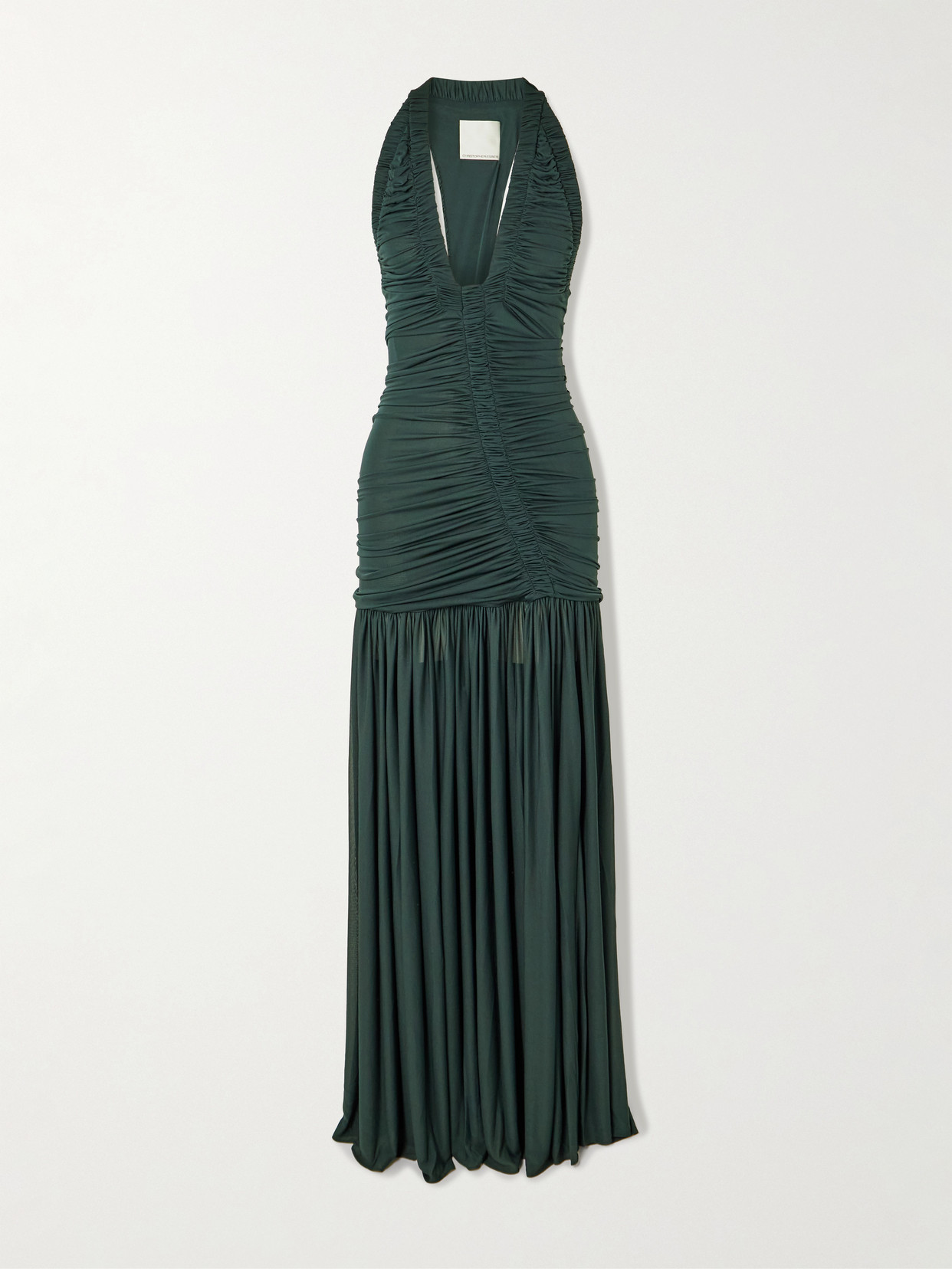 Christopher Esber Orion Open-back Ruched Jersey Gown In Black