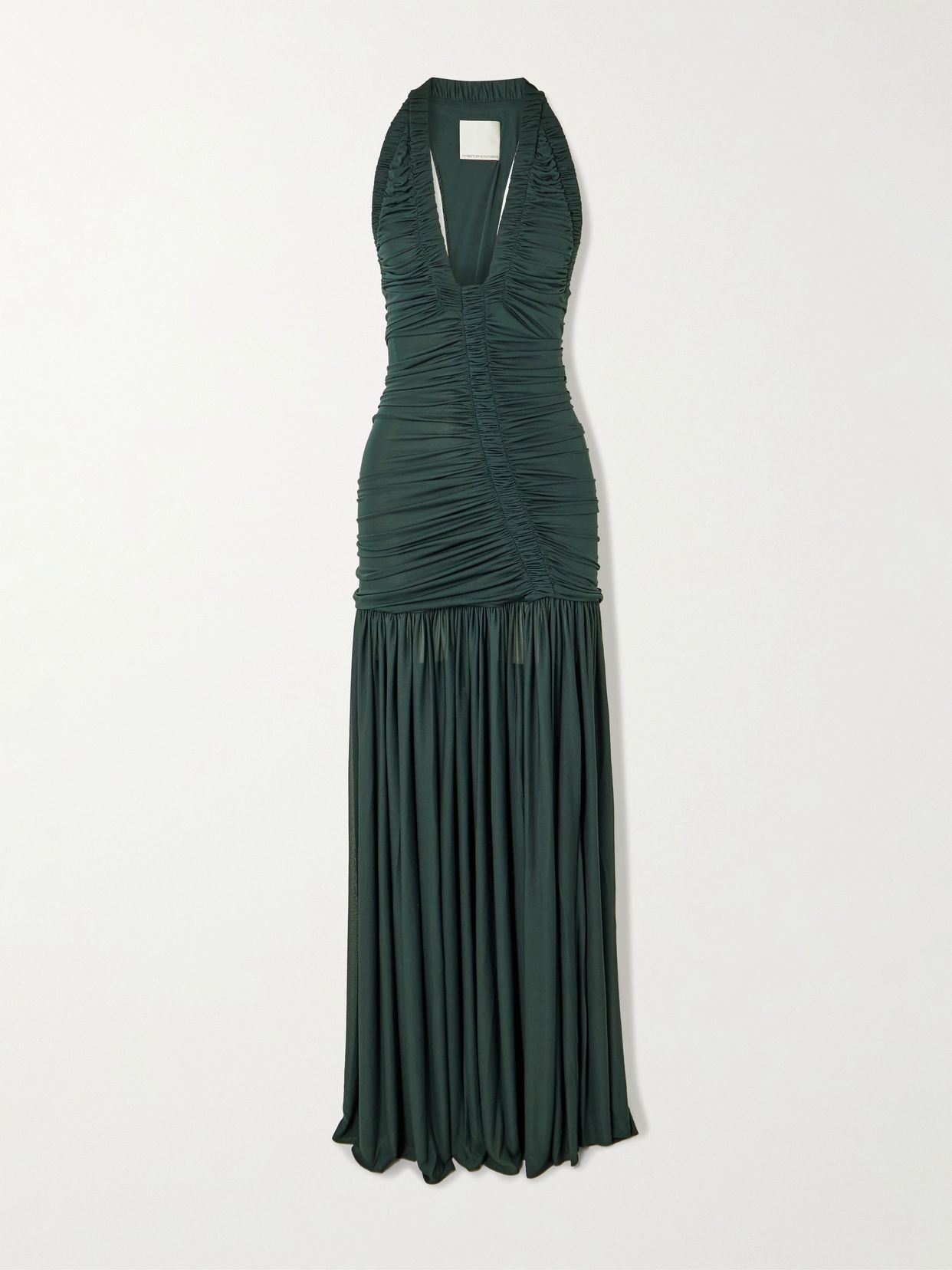 Orion open-back ruched jersey gown