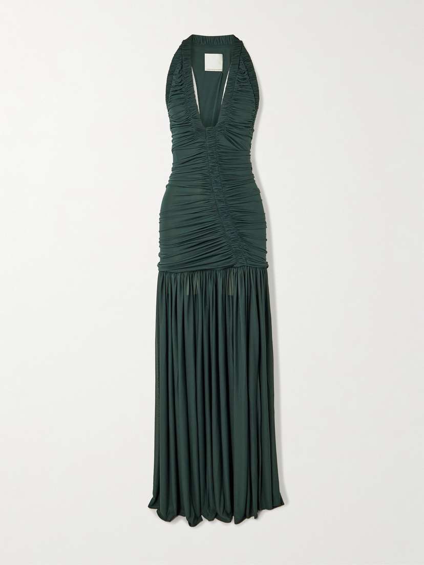 Christopher Esber Orion Open-back Ruched Jersey Gown