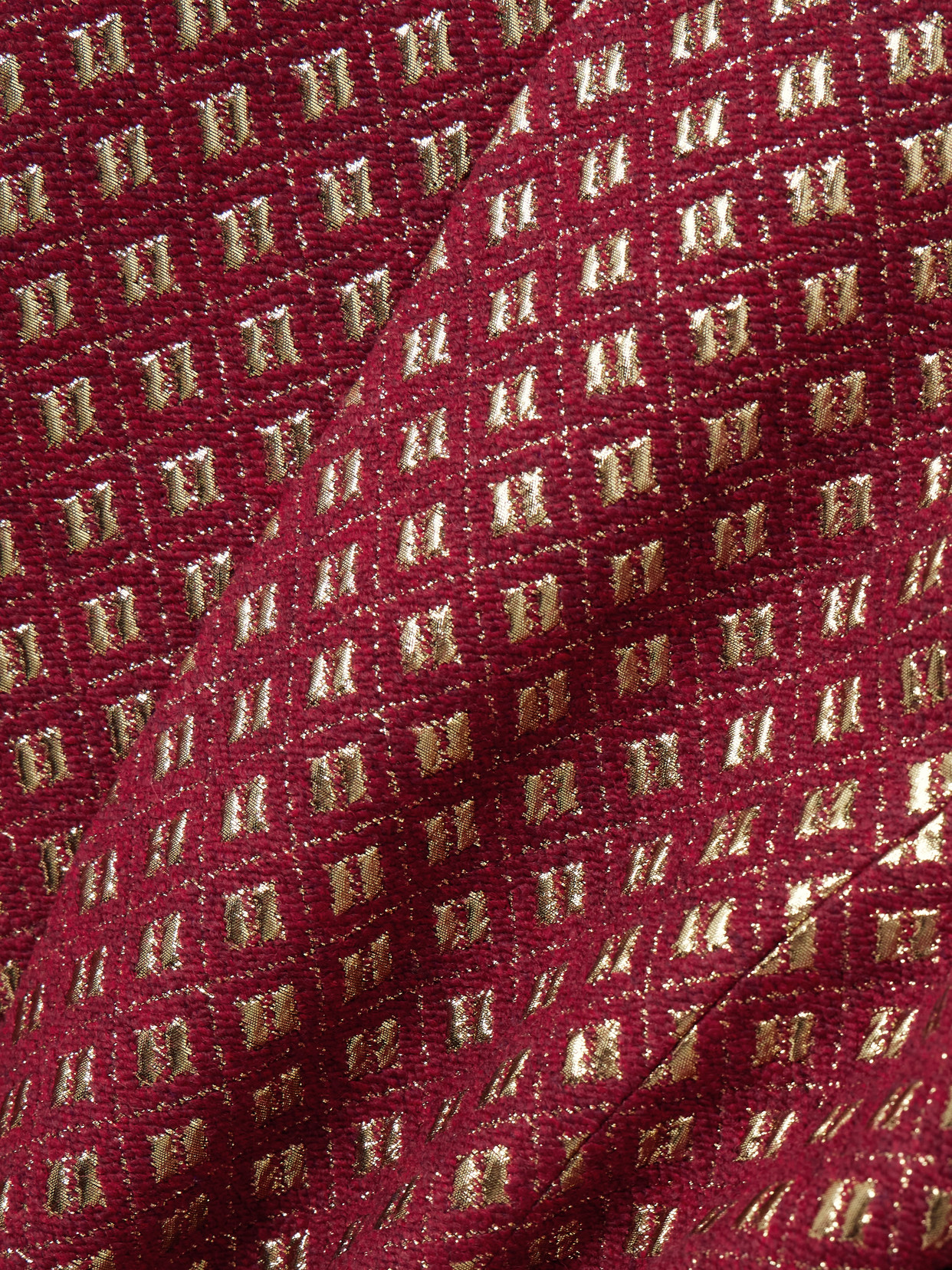 D'estree Lea Plush-trimmed Metallic Jacquard Jacket In Burgundy