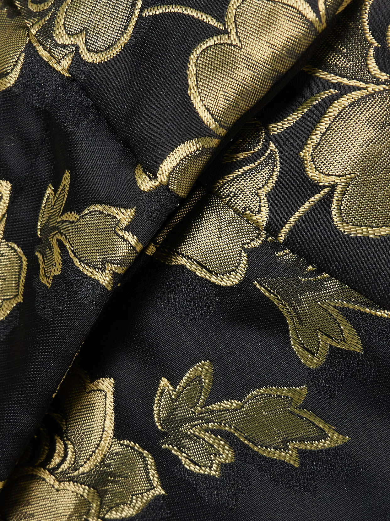 D'estree Beatrice Floral-brocade Wide-leg Pants In Black