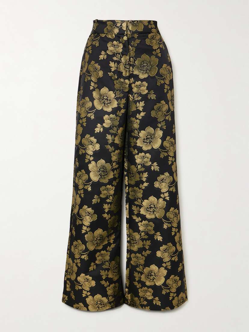 DESTREE Beatrice Floral-brocade Wide-leg Pants