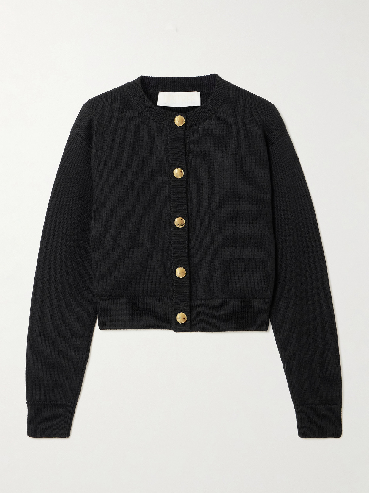 D'estree Deborah Cropped Wool Cardigan In Black