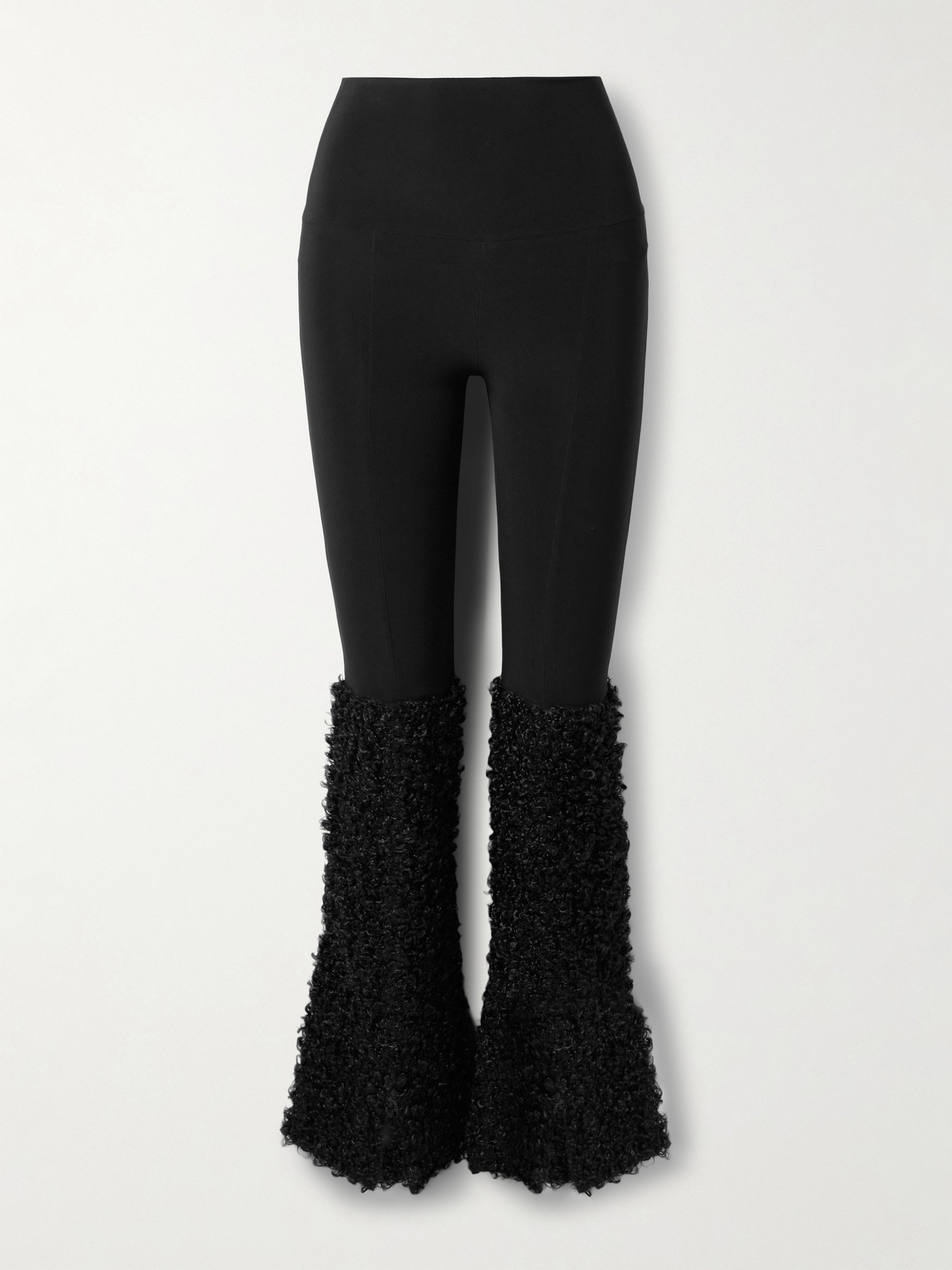 Norma Kamali Stretch-jersey And Chenille Flared Leggings In Black