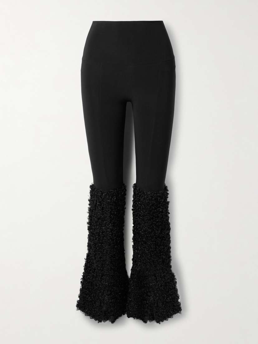 Norma Kamali Stretch-jersey And Chenille Flared Leggings