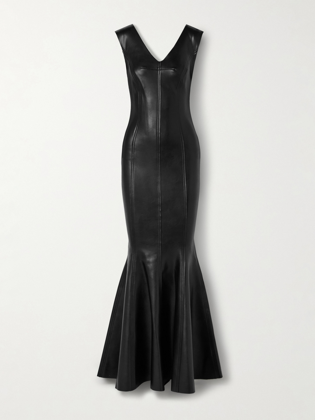 Norma Kamali Grace Paneled Vegan Gown In Black