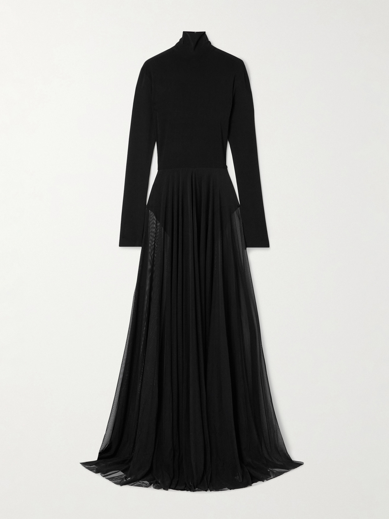Norma Kamali Stretch-jersey And Mesh Turtleneck Gown In Black
