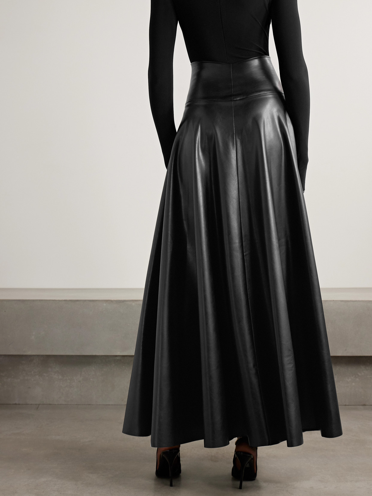 Norma Kamali Pu Maxi Skirt In Black