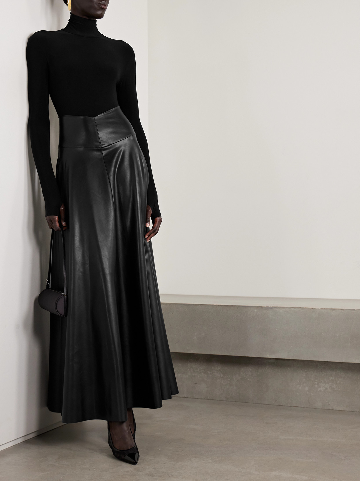Norma Kamali Pu Maxi Skirt In Black