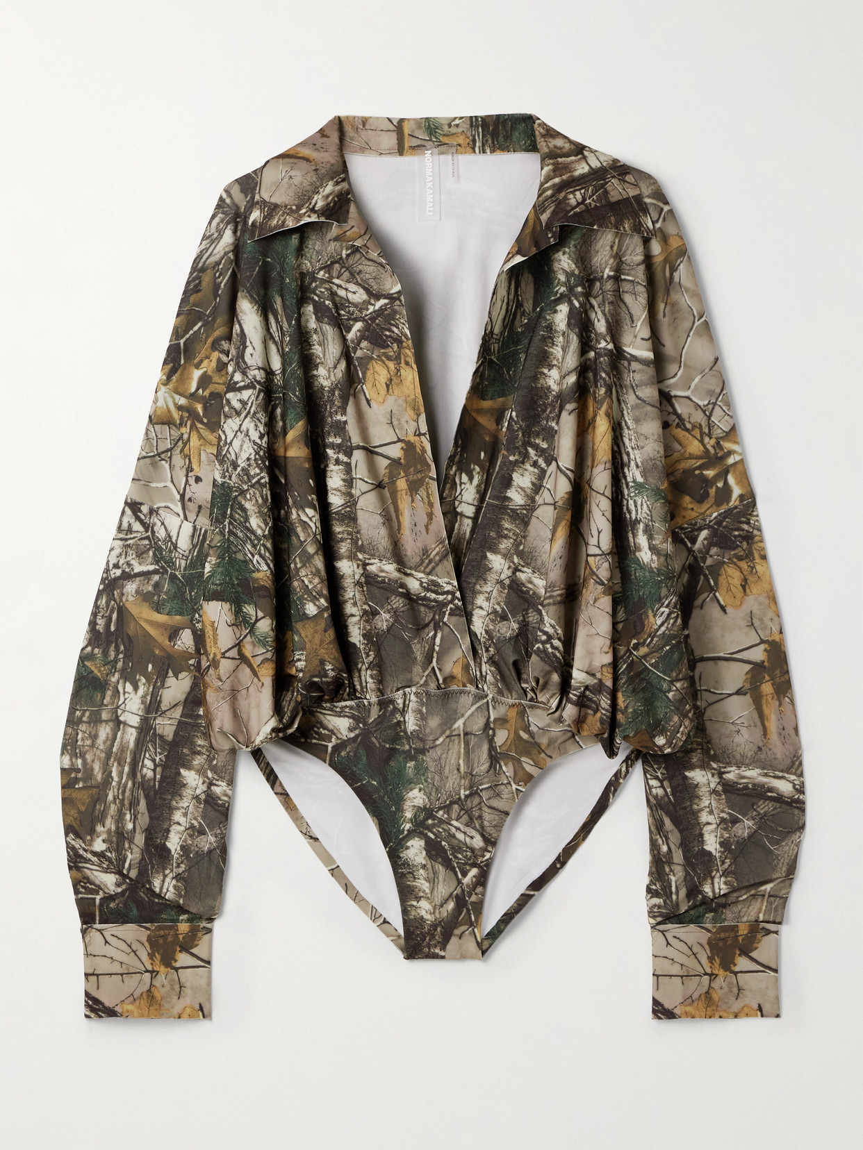 Norma Kamali Camouflage-print Stretch-jersey Bodysuit In Multi