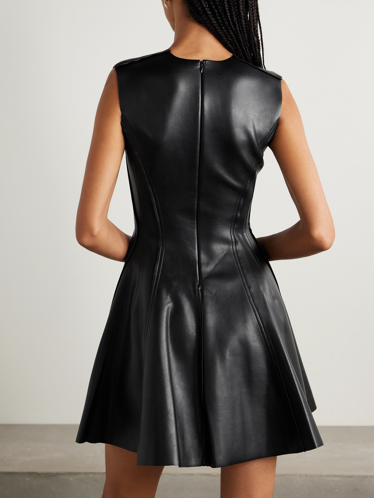 Norma Kamali Grace Paneled Vegan Mini Dress In Black