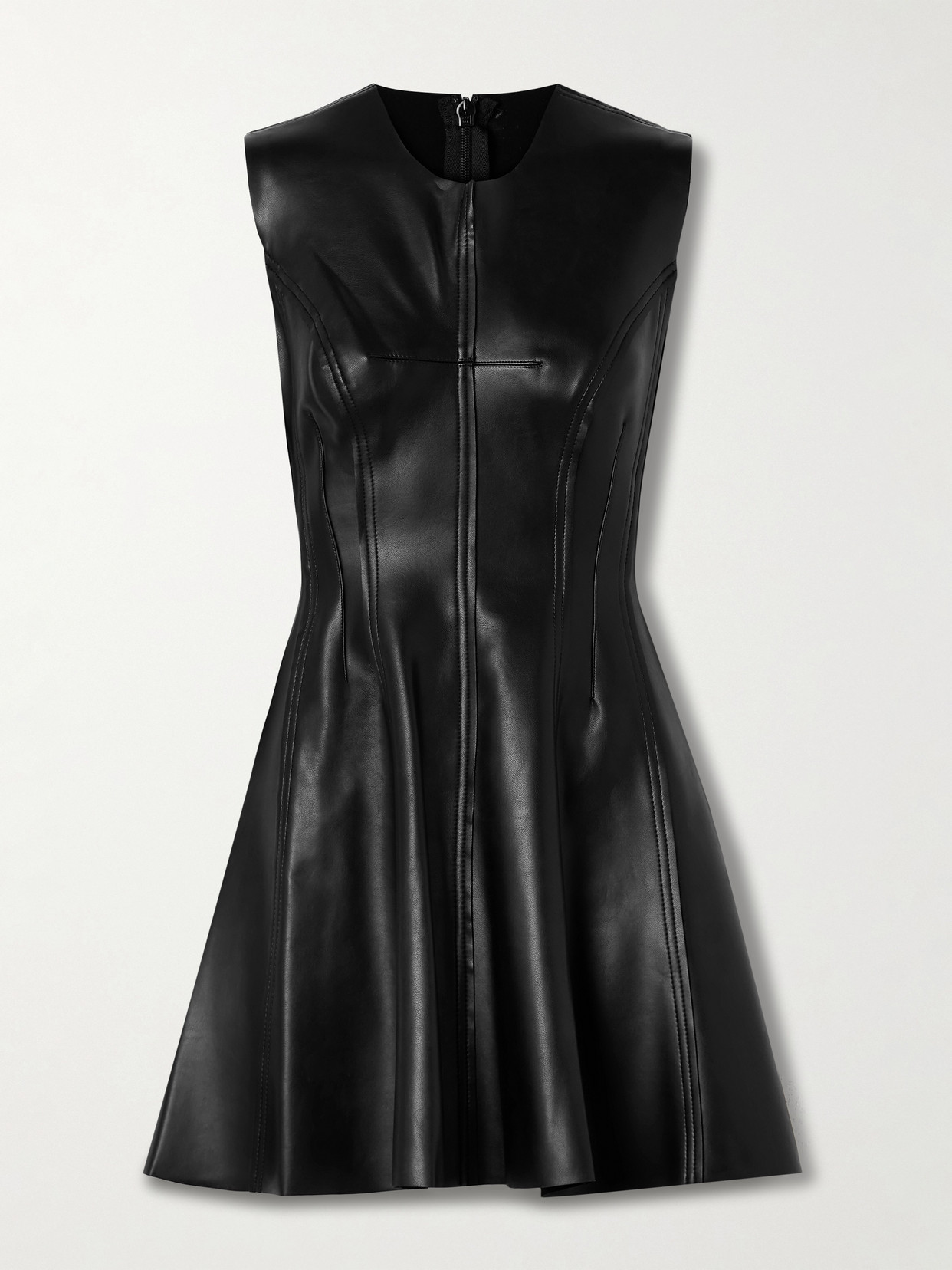 Norma Kamali Grace Paneled Vegan Mini Dress In Black