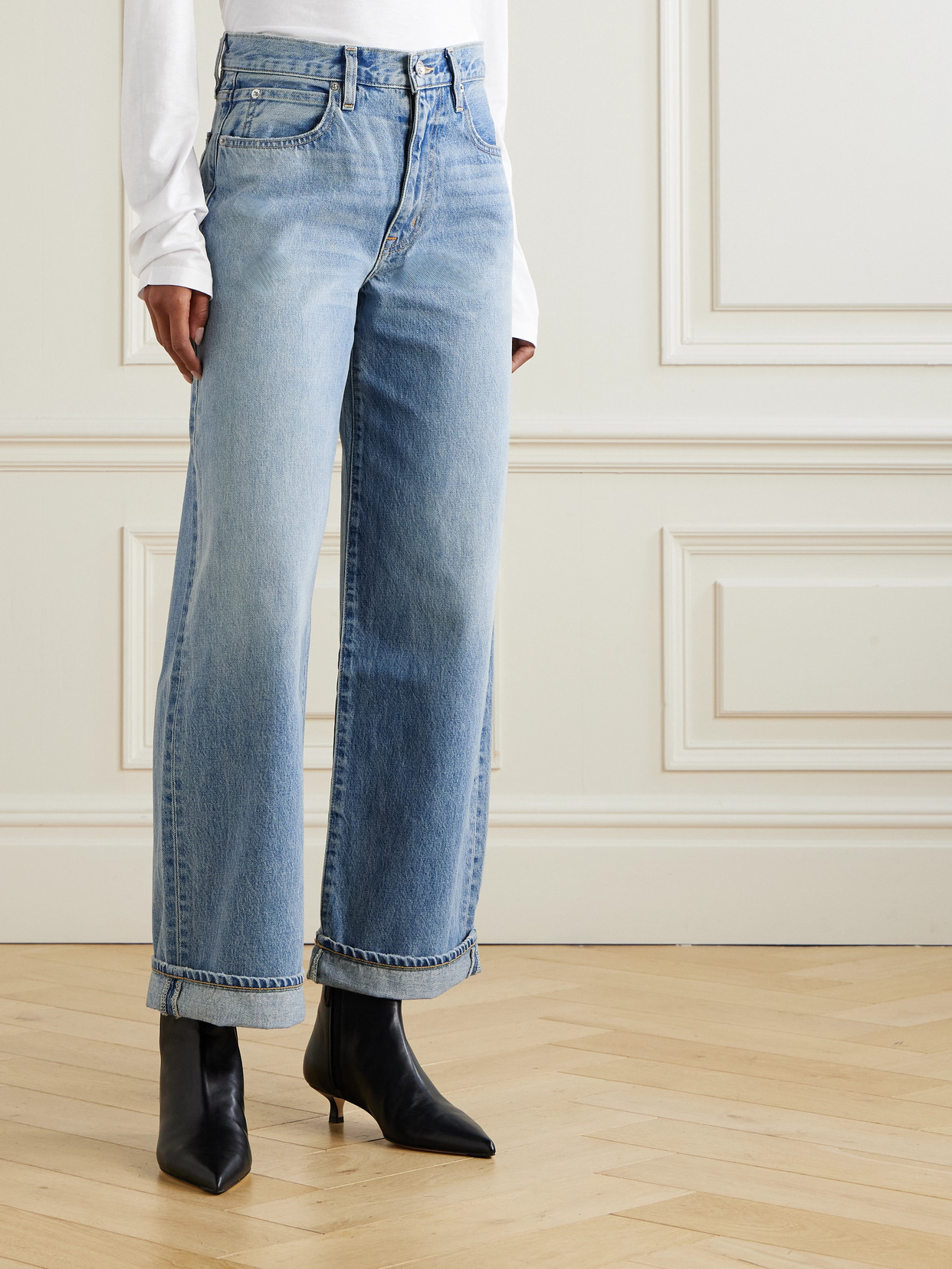 Noah Relaxed Turn Up High-Rise Straight-Leg Jeans