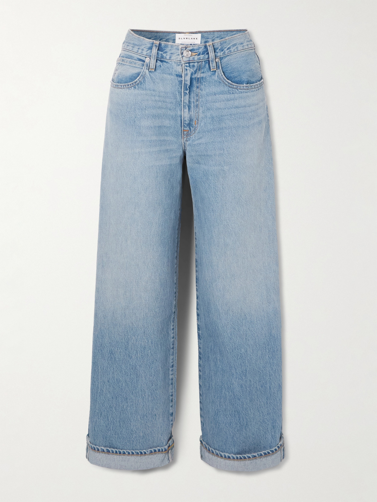 Slvrlake Noah Relaxed Turn Up High-rise Straight-leg Jeans In Blue