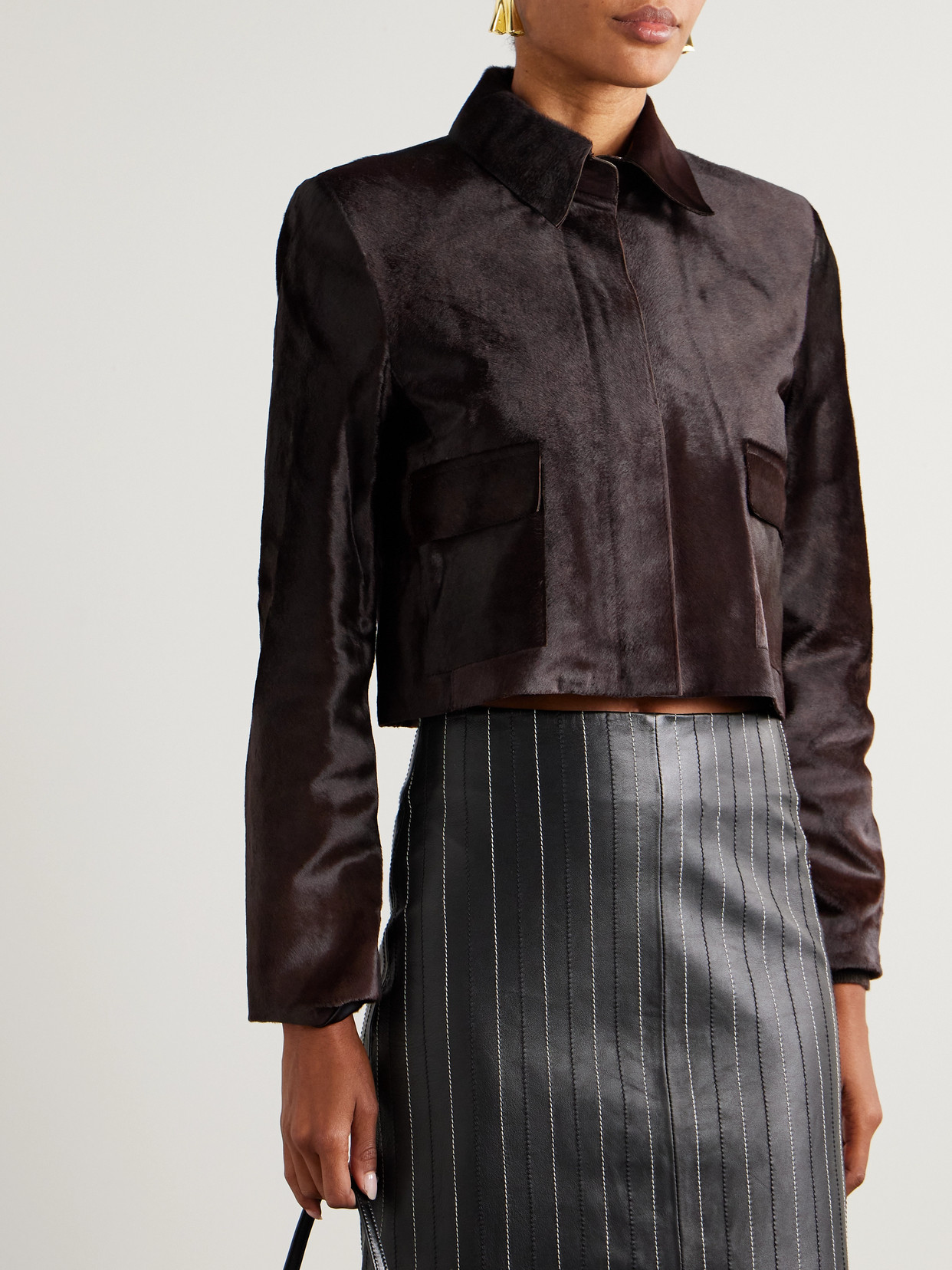 Nour Hammour Bleeker Cow Hair Jacket In Brown