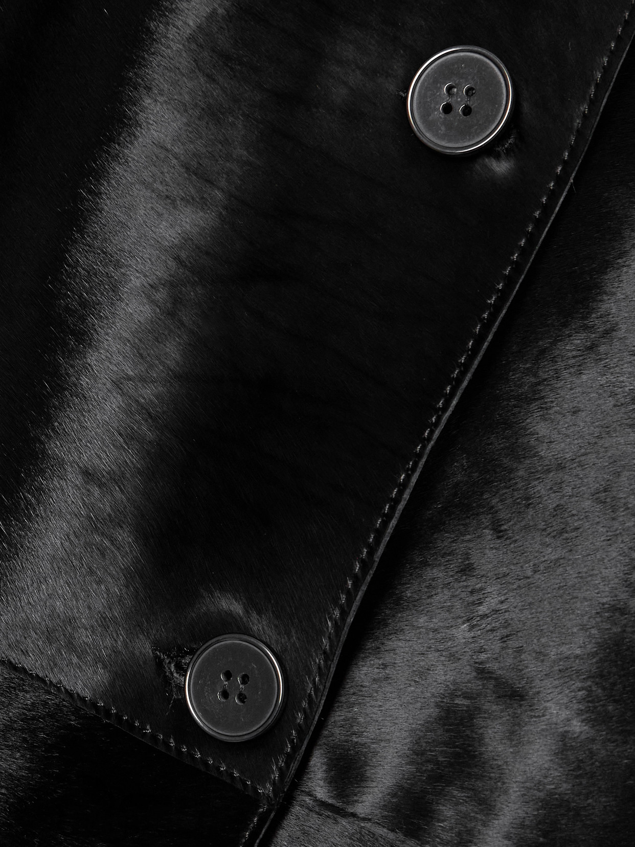 Nour Hammour Paneled Cow Hair Coat In Black