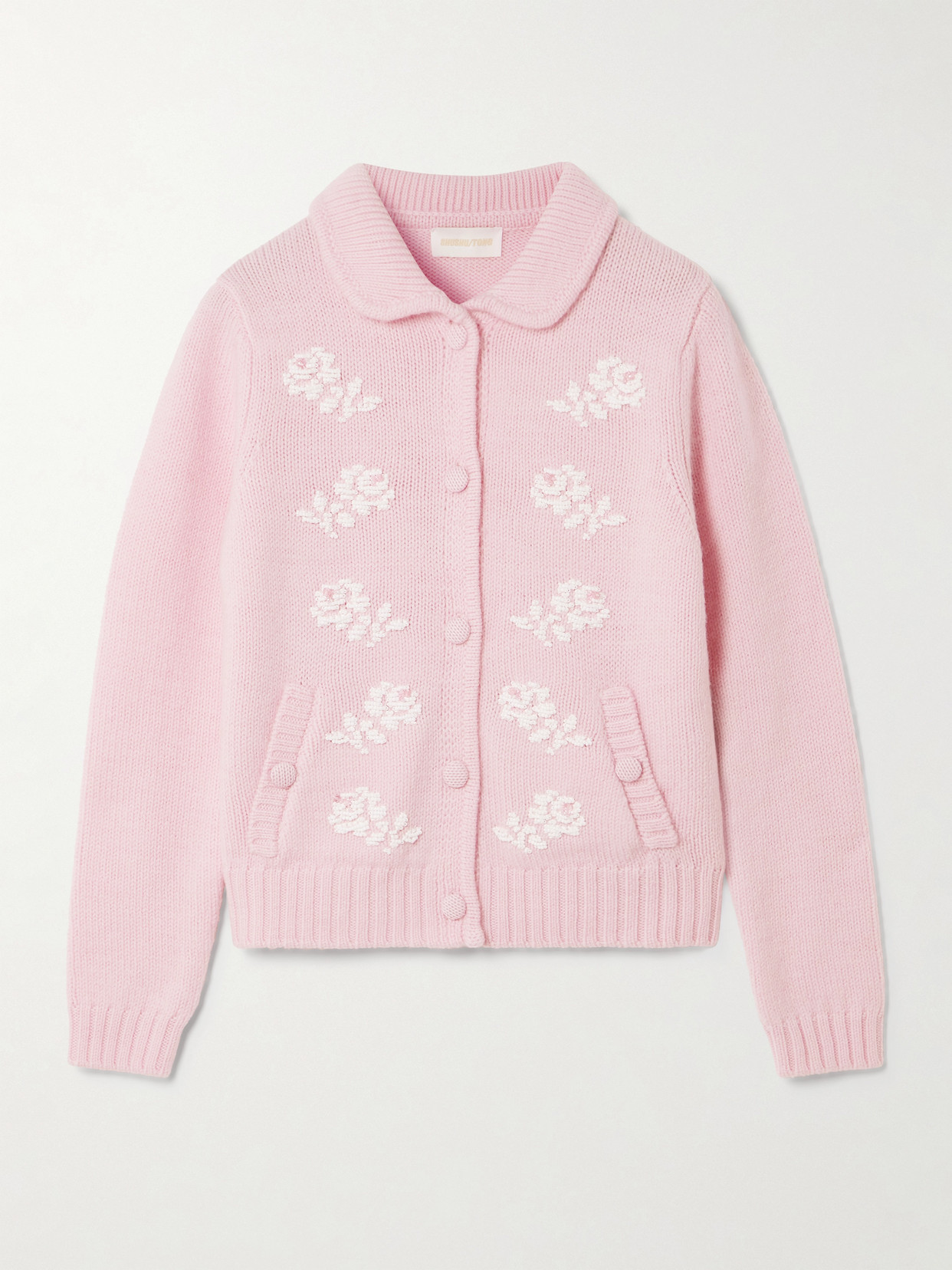 Shushu-tong Bead-embellished Wool Cardigan In Pink