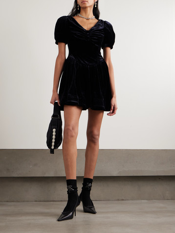 SHUSHU/TONG Gathered velvet mini dress