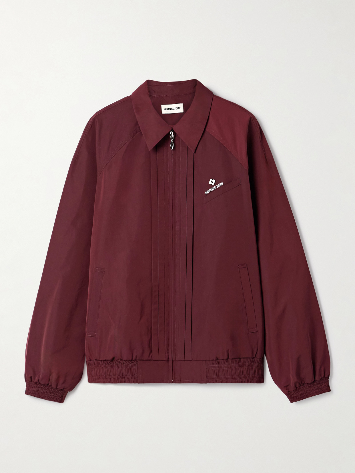 Shushu-tong Pintucked Embroidered Shell Jacket In Red