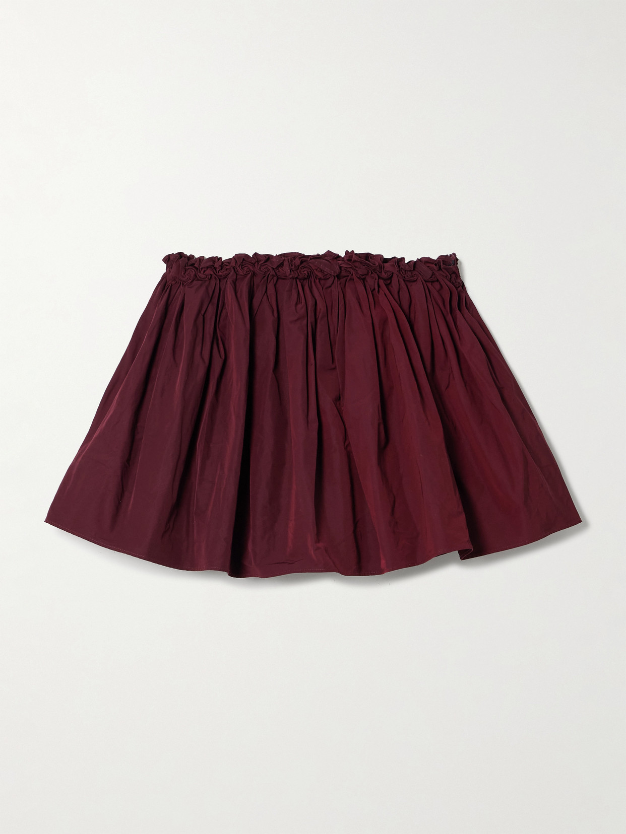 Shushu-tong Gathered Taffeta Mini Skirt In Burgundy