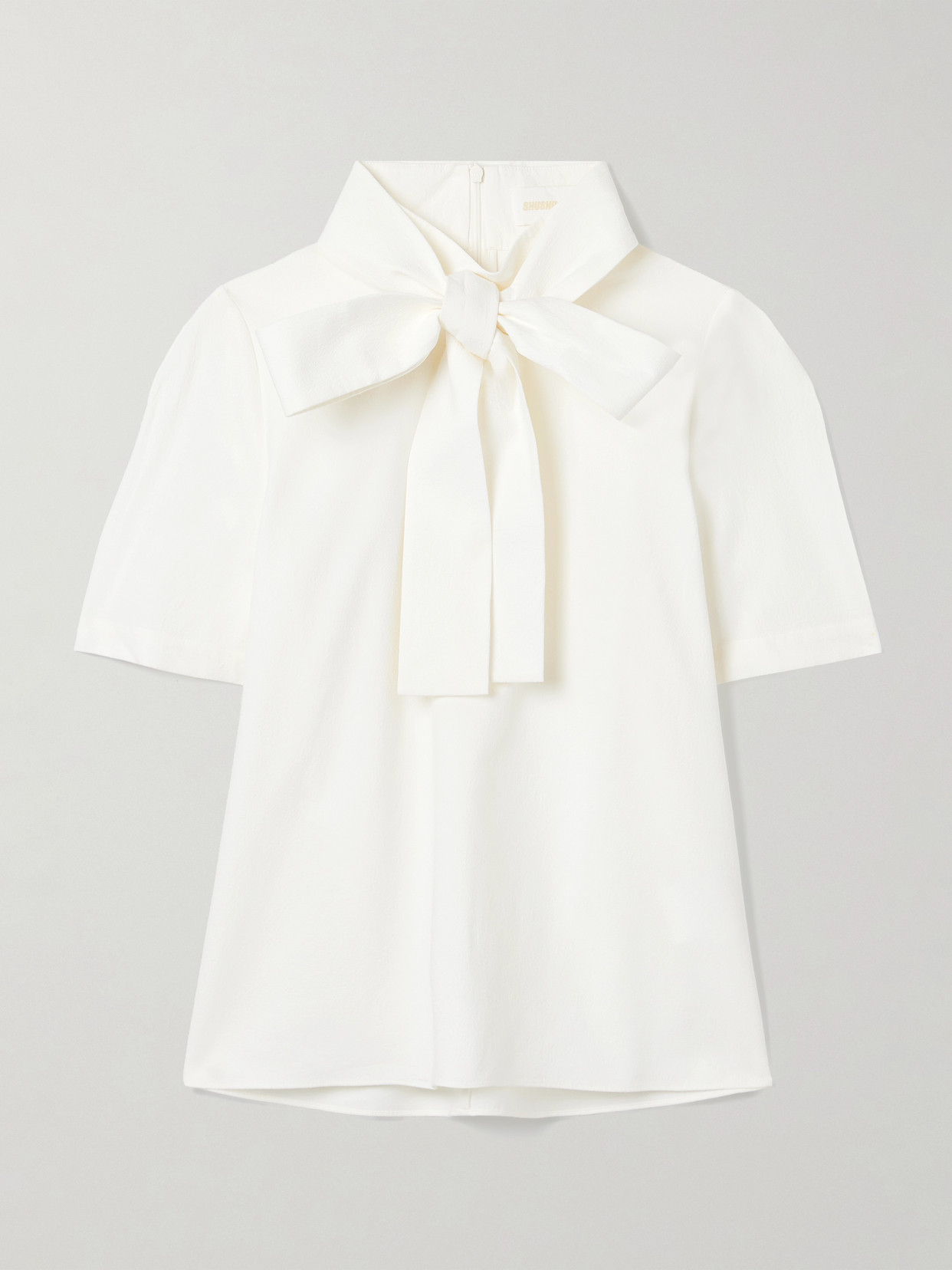 Shushu-tong Tie-neck Cotton-poplin Blouse In White