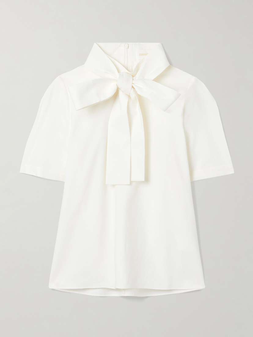 SHUSHU/TONG Tie-neck Cotton-poplin Blouse