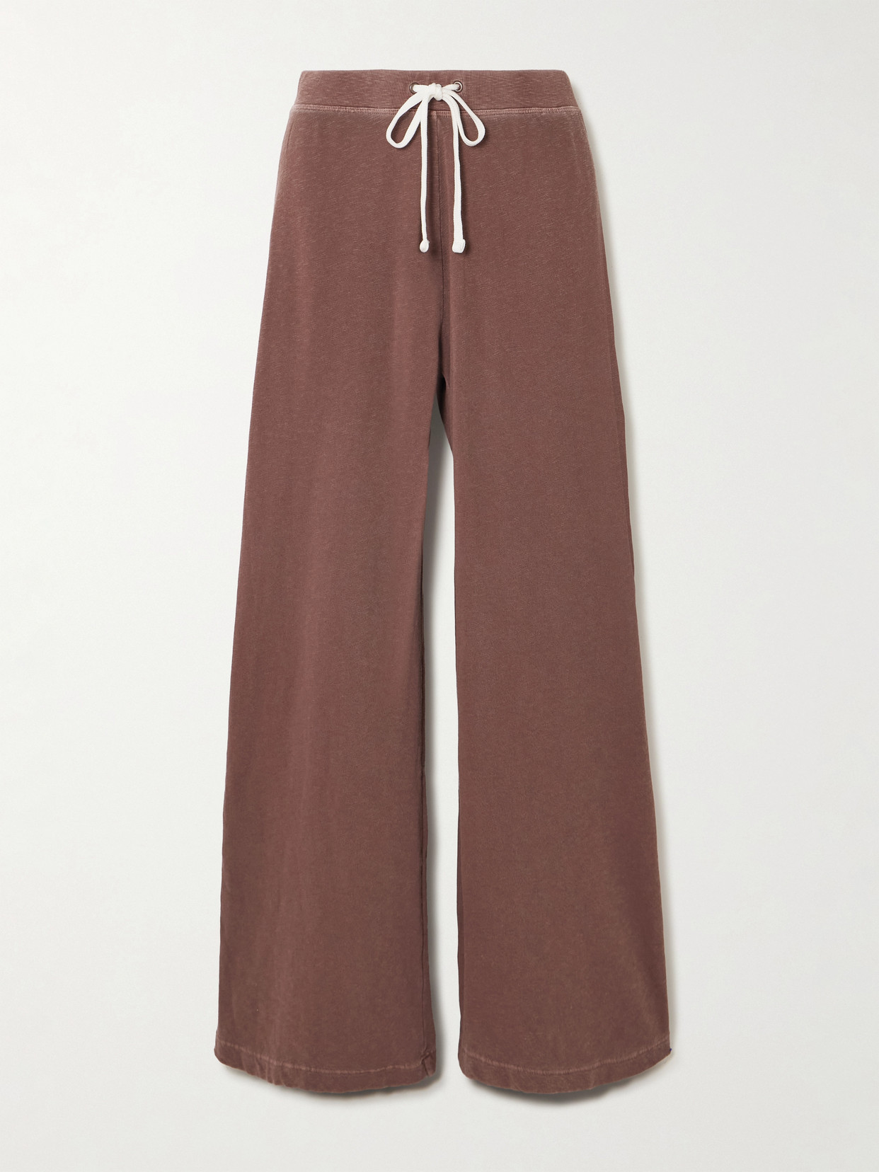 James Perse Cotton-terry Wide-leg Track Pants In Brown