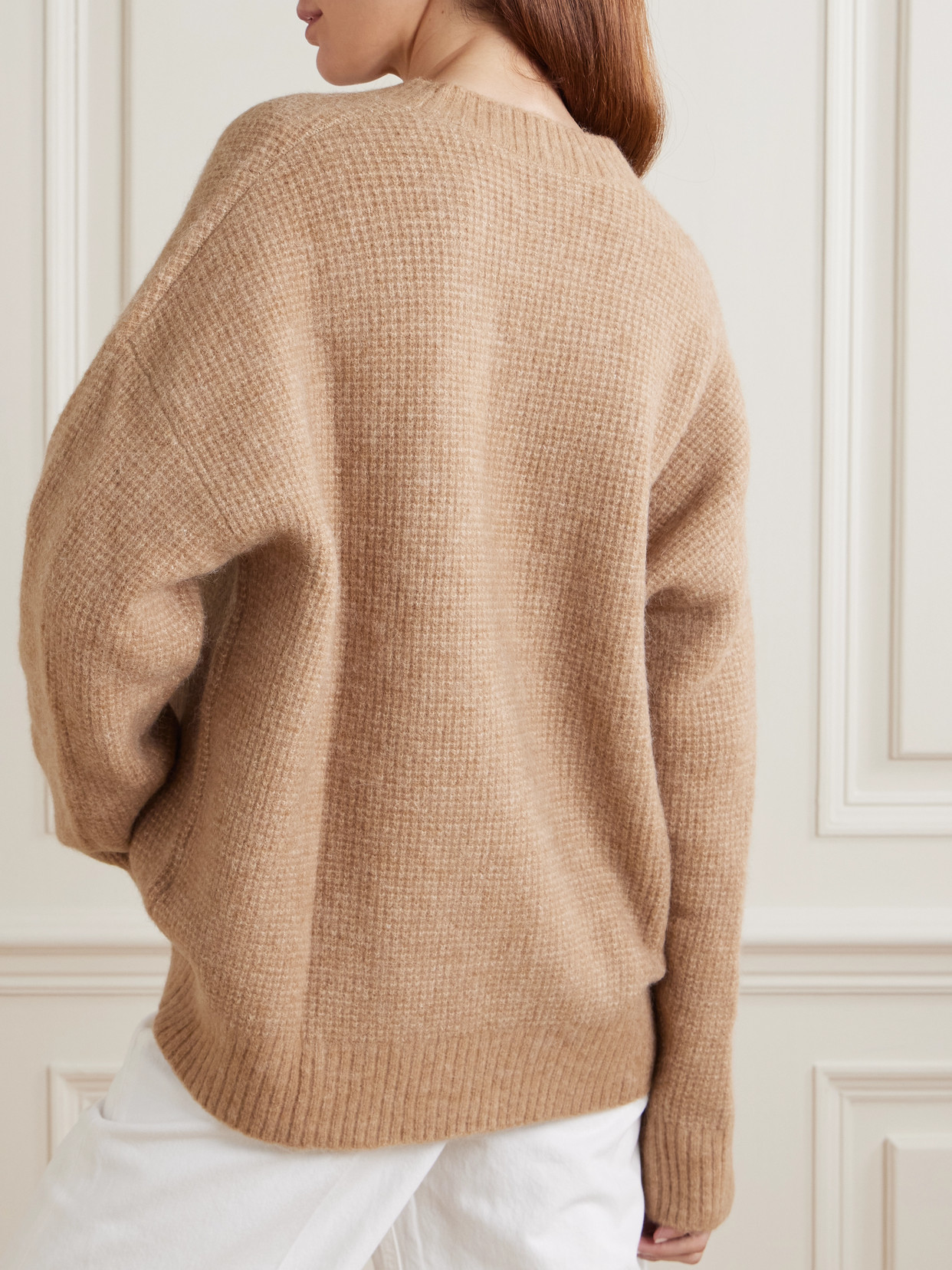 James Perse Brushed Waffle-knit Sweater In Brown
