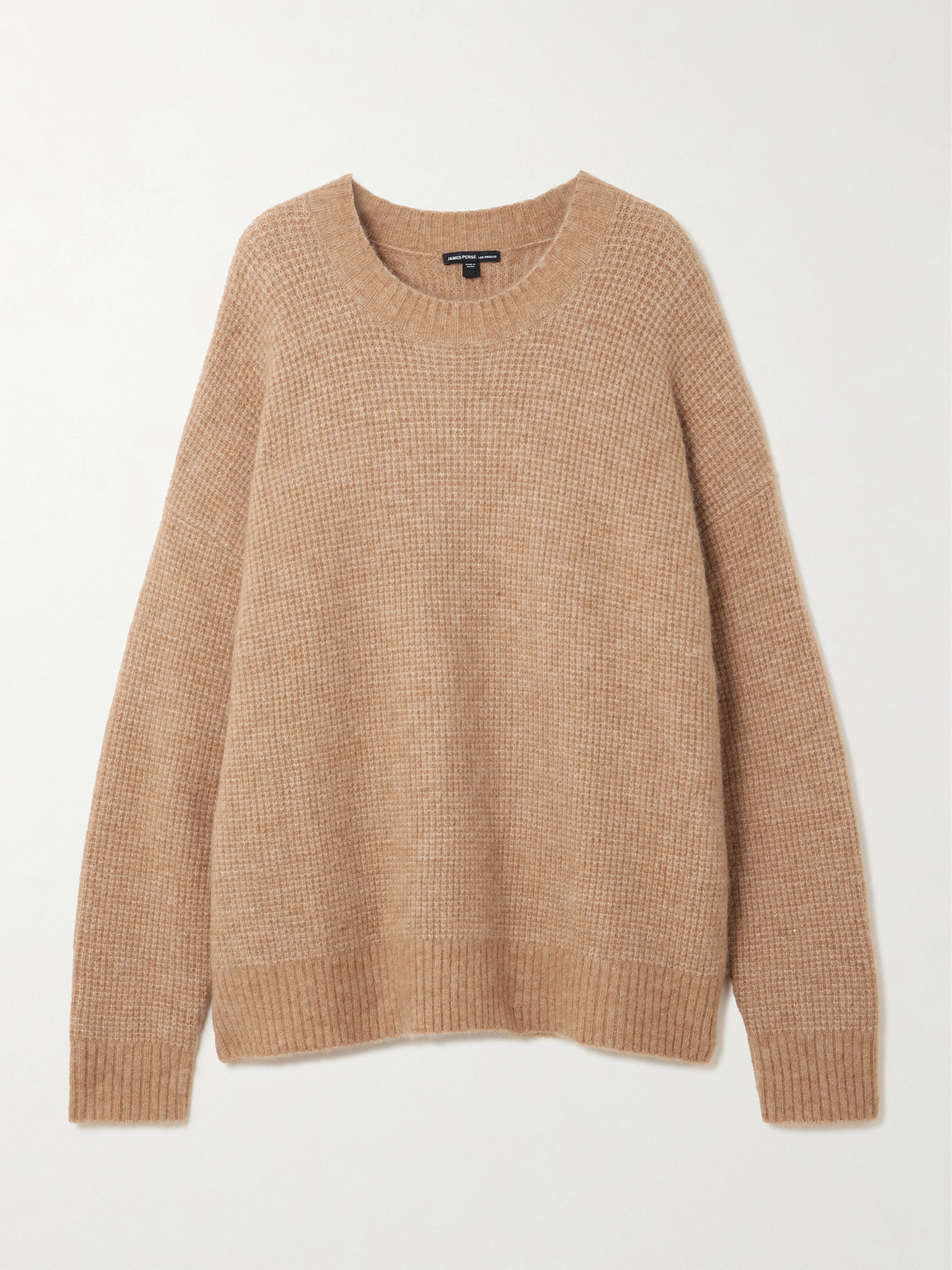 James Perse Brushed Waffle-knit Sweater In Brown