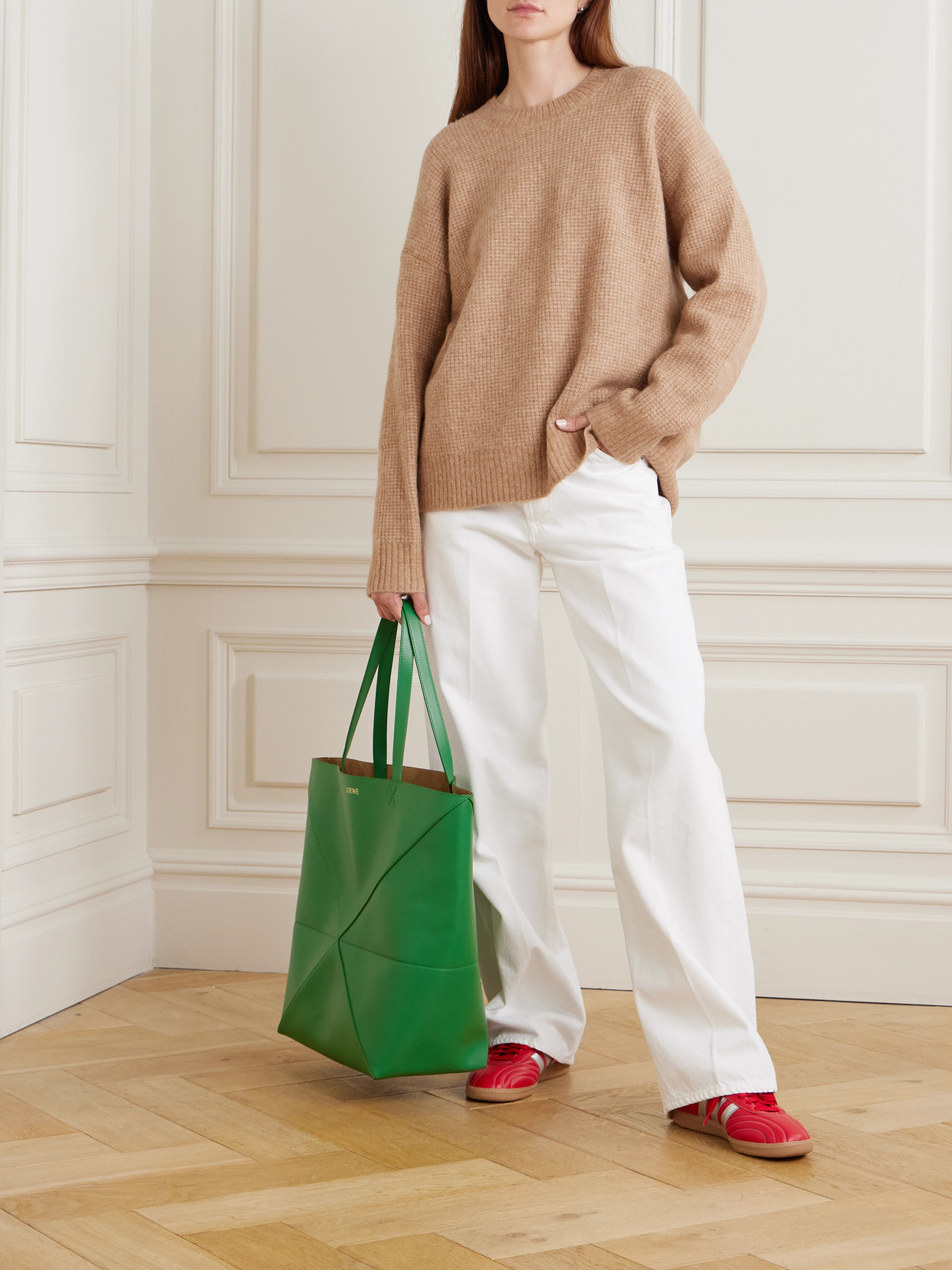 James Perse Brushed Waffle-knit Sweater In Brown