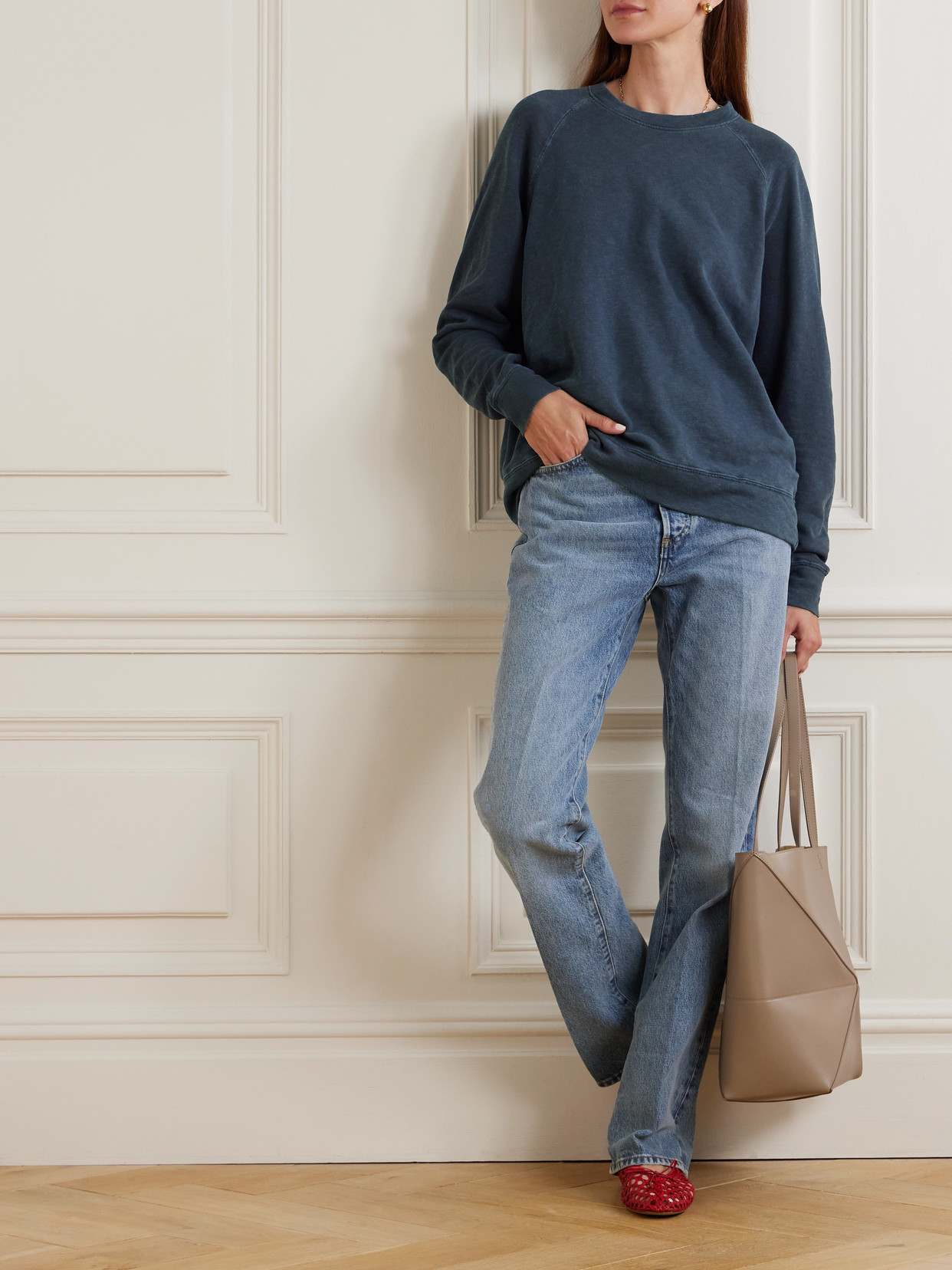 James Perse Supima Cotton-terry Sweatshirt In Blue