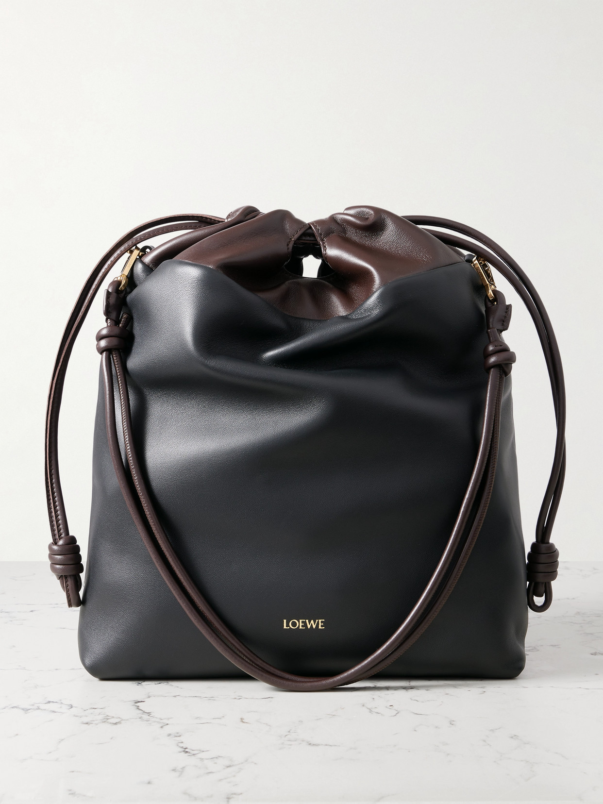 Loewe Flamenco Two-tone Leather Tote In Black