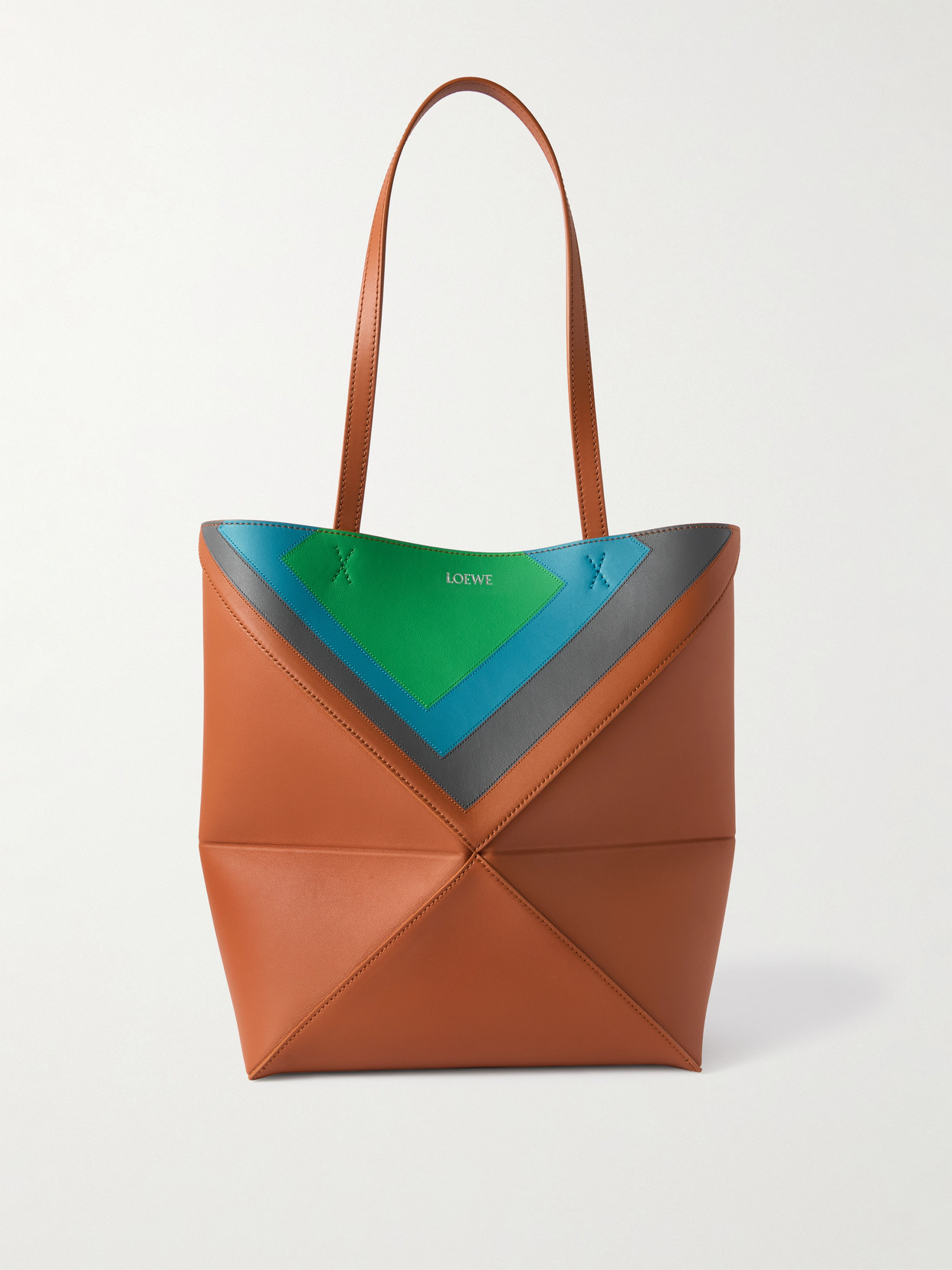 Loewe Puzzle Fold Convertible Medium Leather Tote In Multi