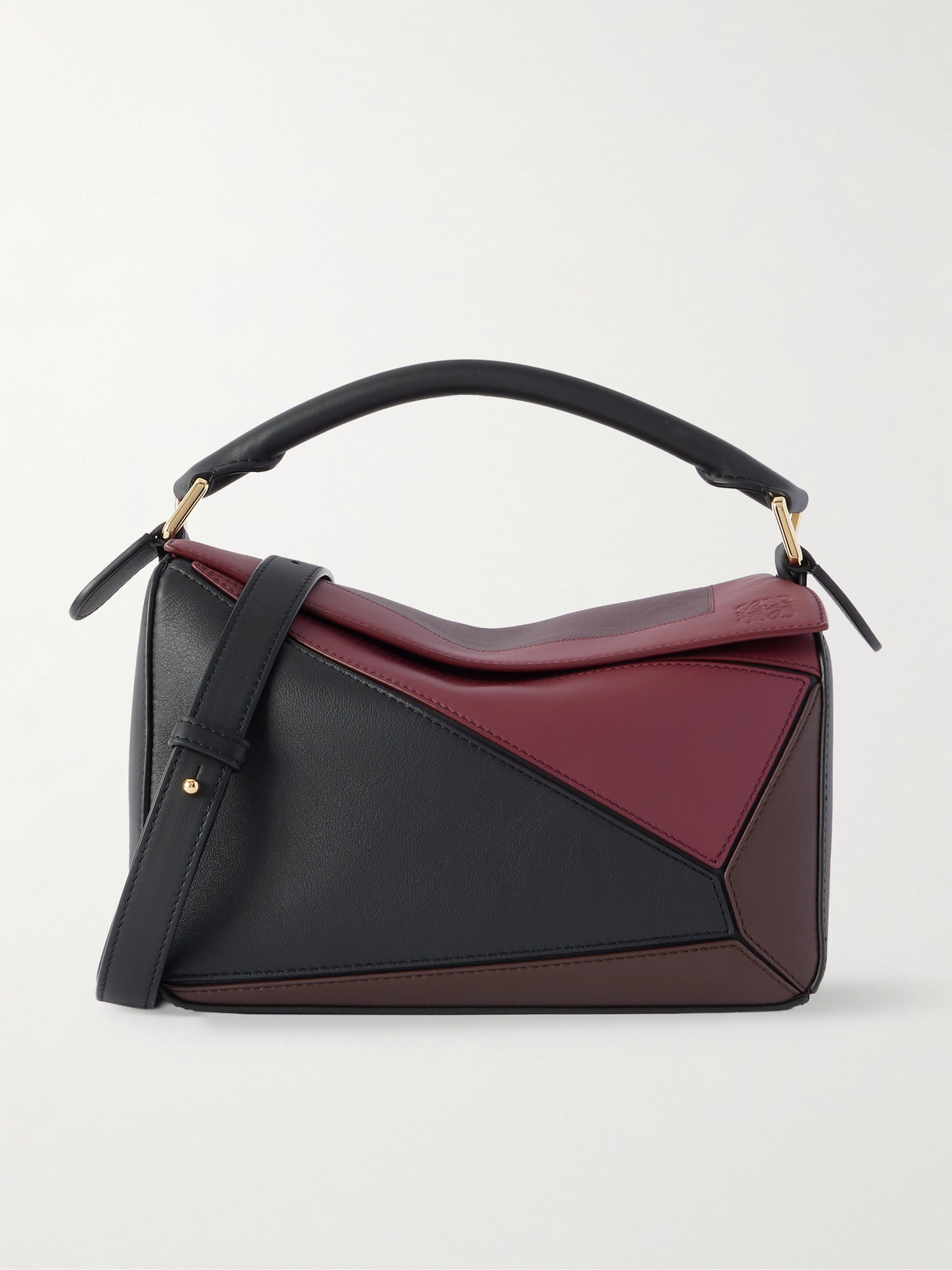 Loewe Puzzle Square Small Leather Shoulder Bag In Black