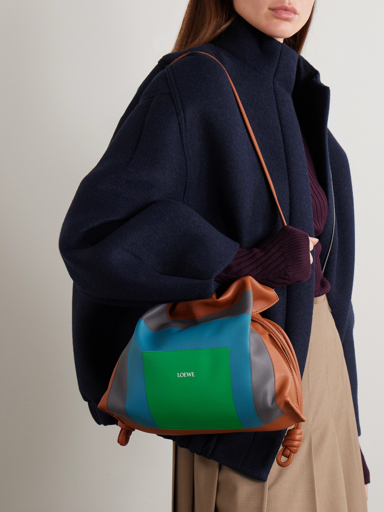 Loewe Flamenco Leather Clutch In Multi