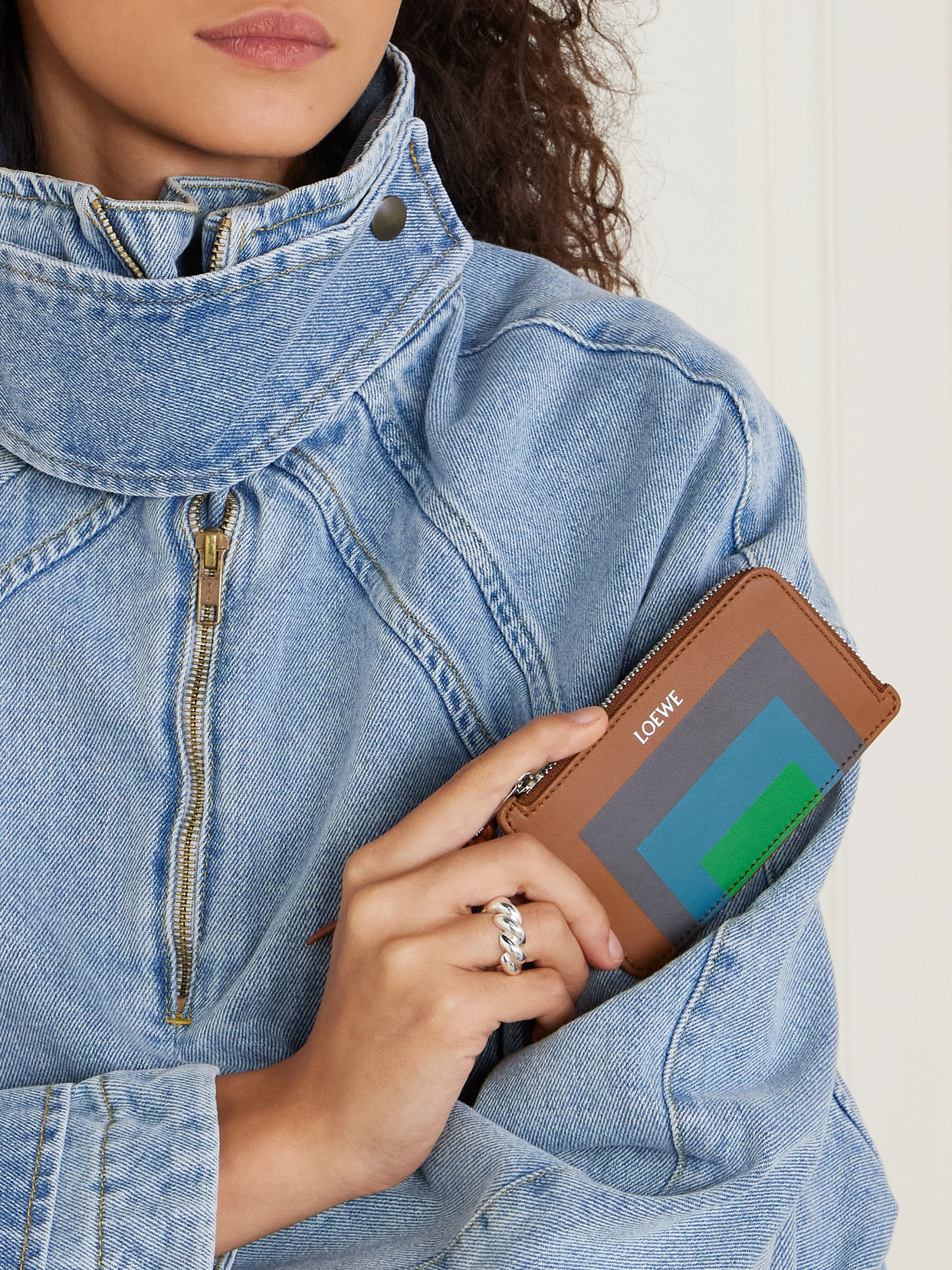 Loewe + Josef Albers Printed Leather Cardholder In Multi