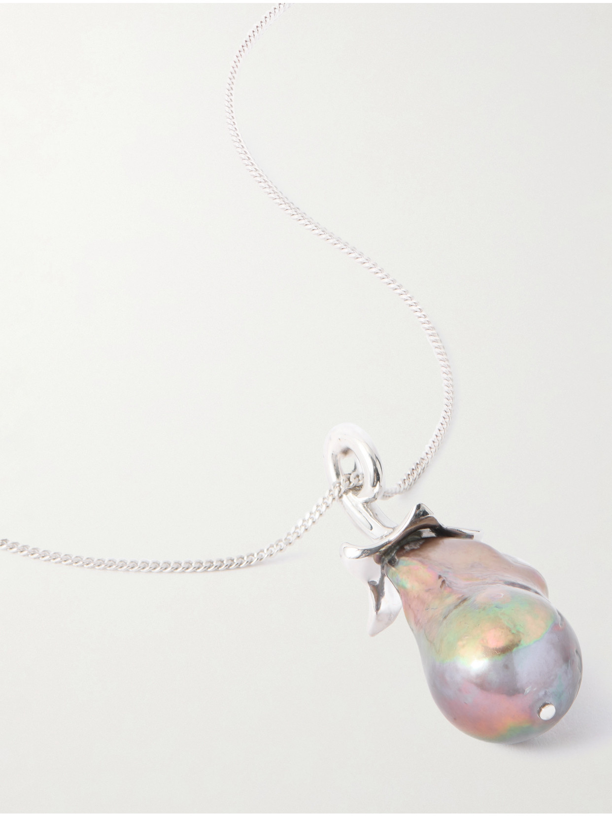 Loewe Aubergine Silver And Pearl Necklace In Metallic