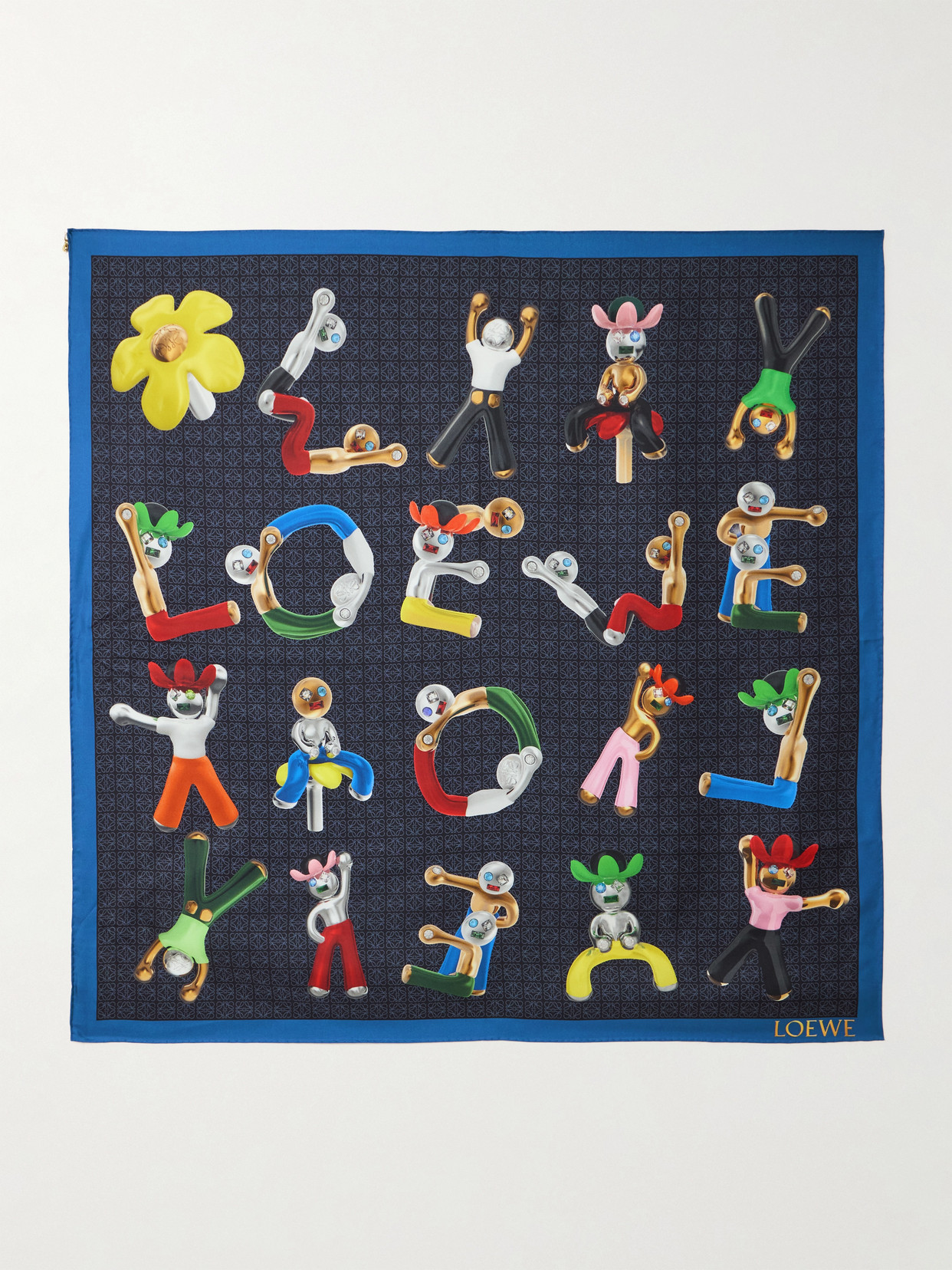 Loewe Printed Organic Silk-twill Scarf In Multi