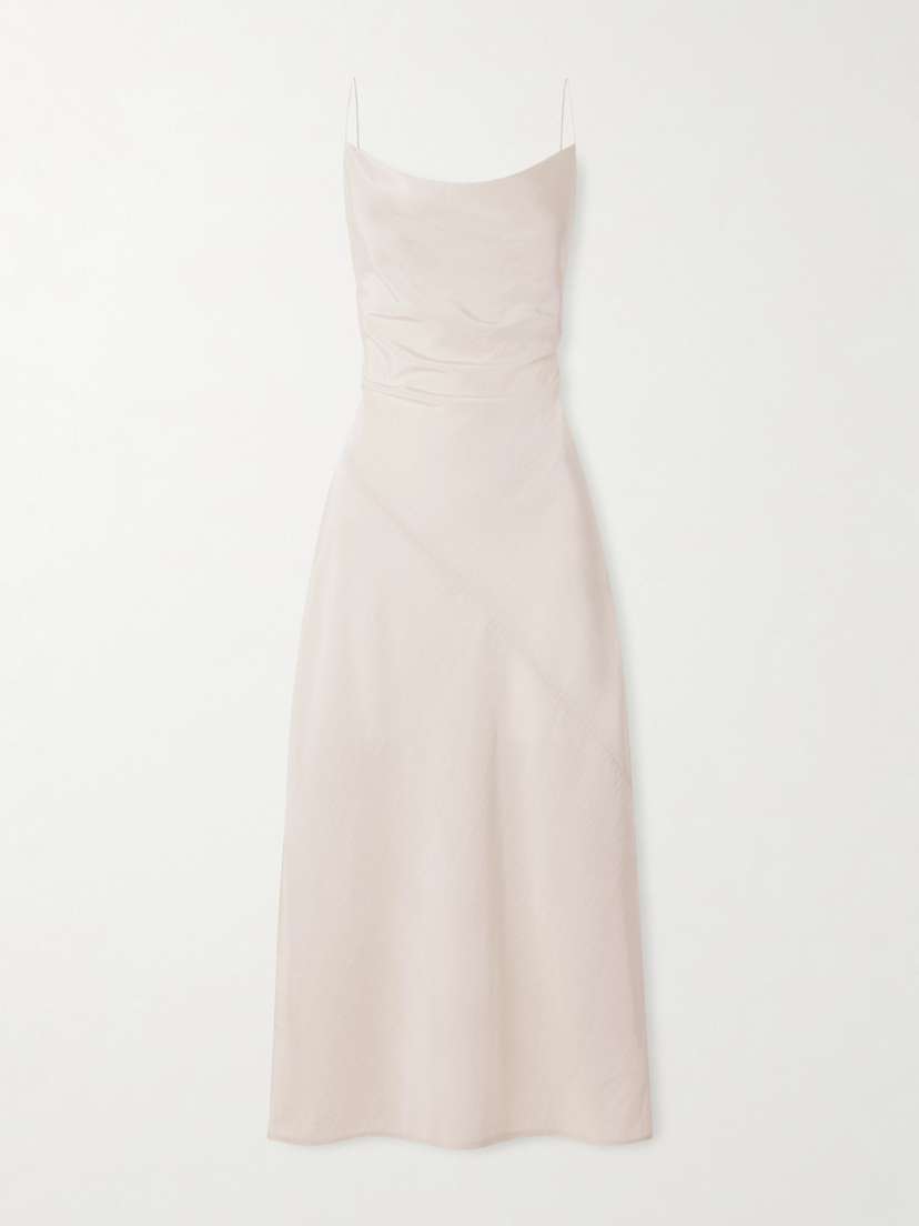 Calvin Klein Collection Jasmine Draped Wool Crepe De Chine Midi Dress