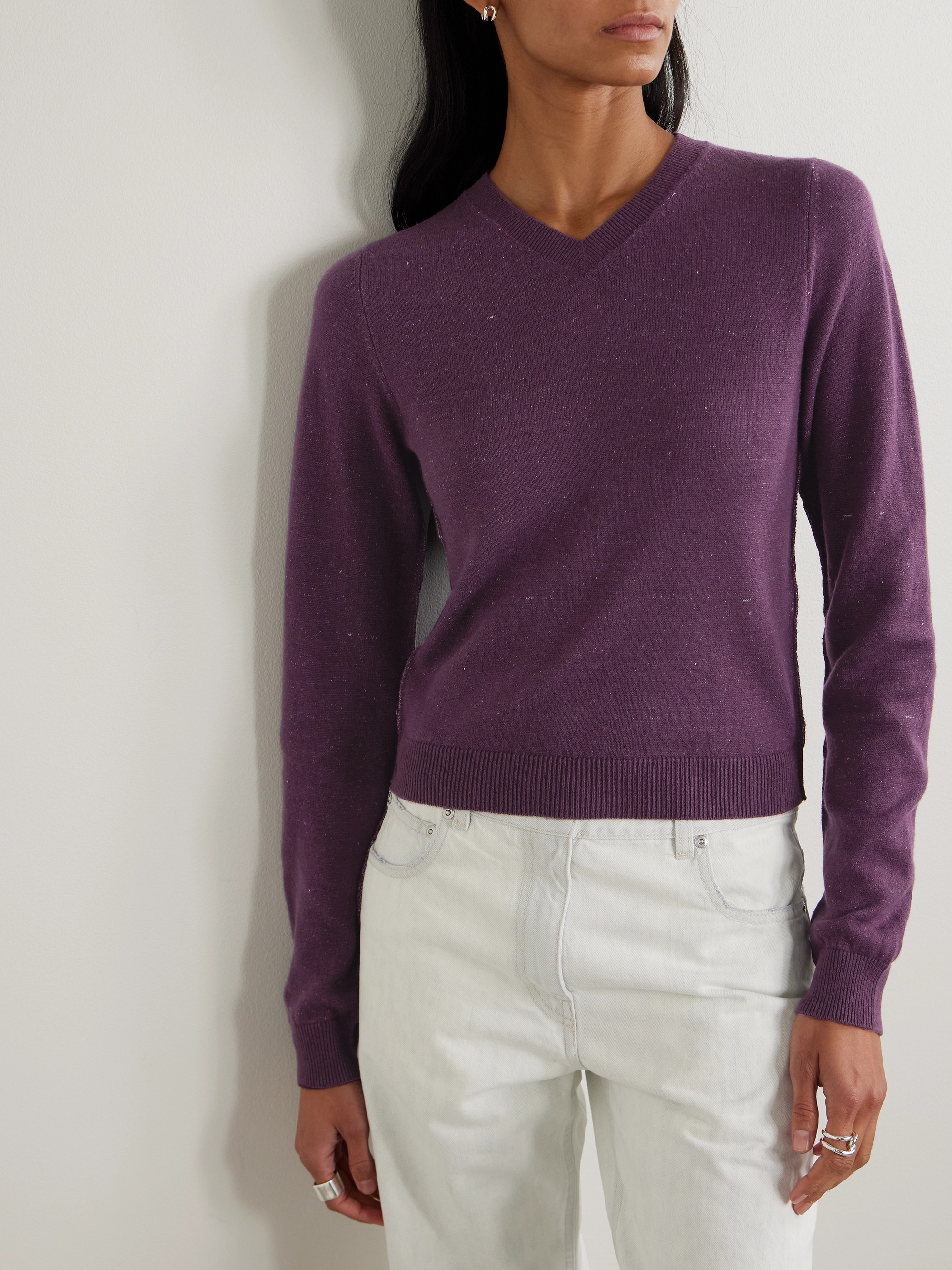Calvin Klein Collection Celia cropped linen, cashmere and cotton-blend sweater