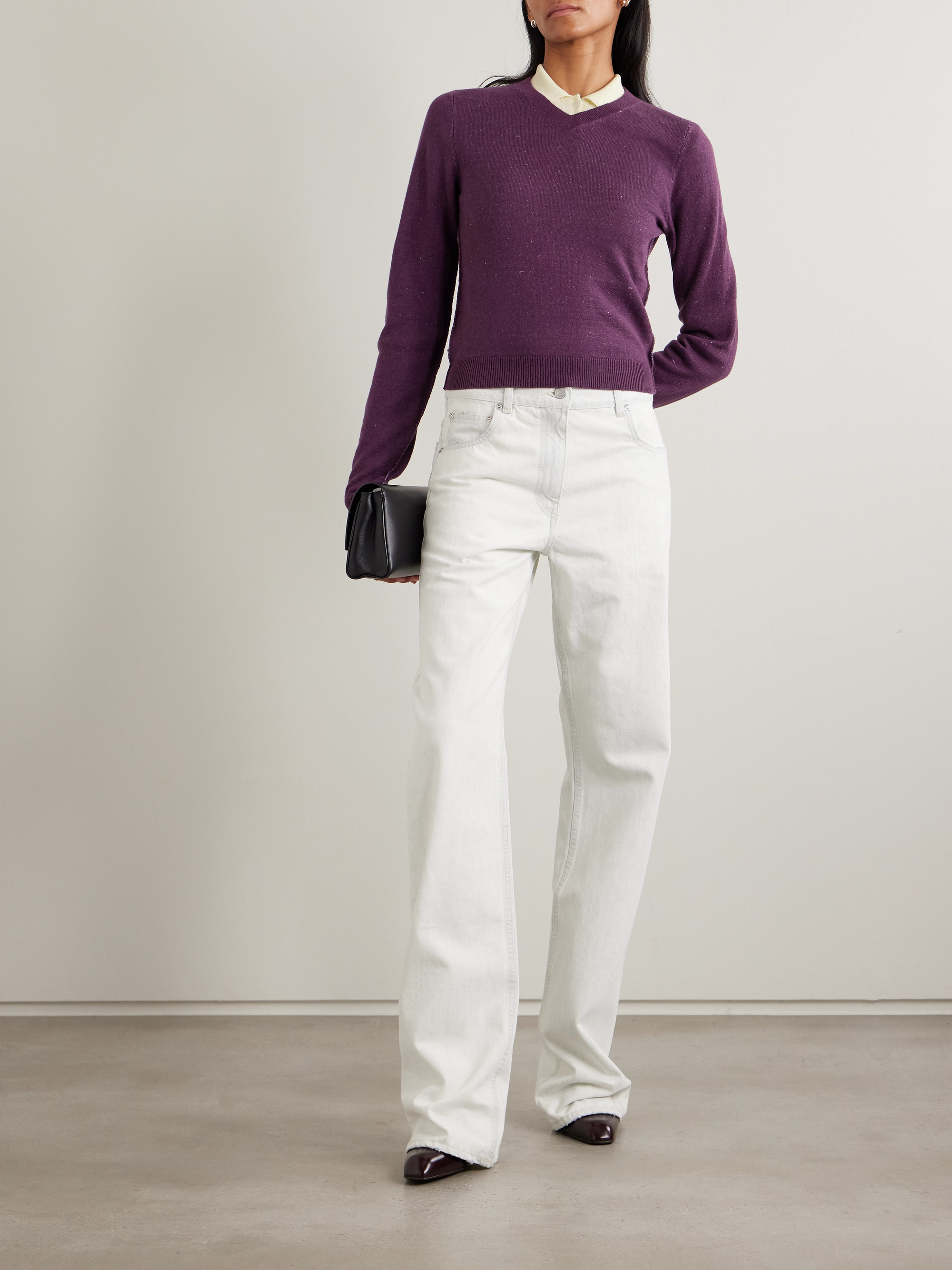 Calvin Klein Collection Celia cropped linen, cashmere and cotton-blend sweater