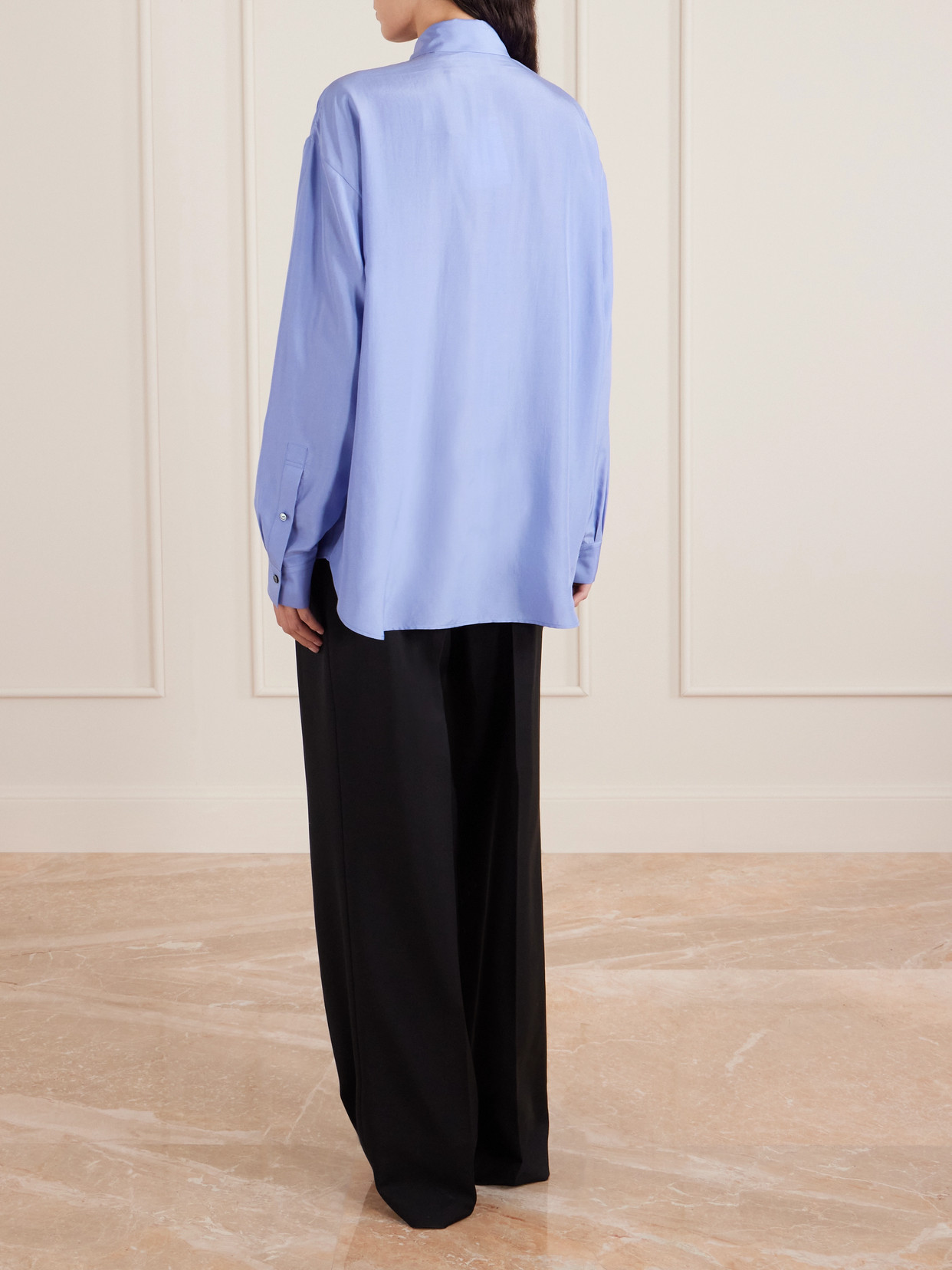 Calvin Klein Collection Frances Silk-satin Shirt In Blue