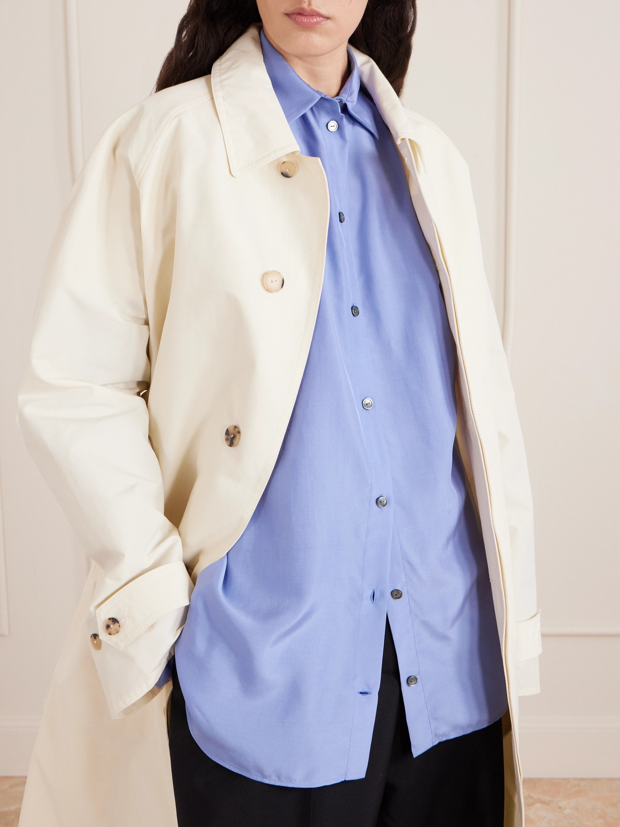 Calvin Klein Collection Frances Silk-satin Shirt In Blue