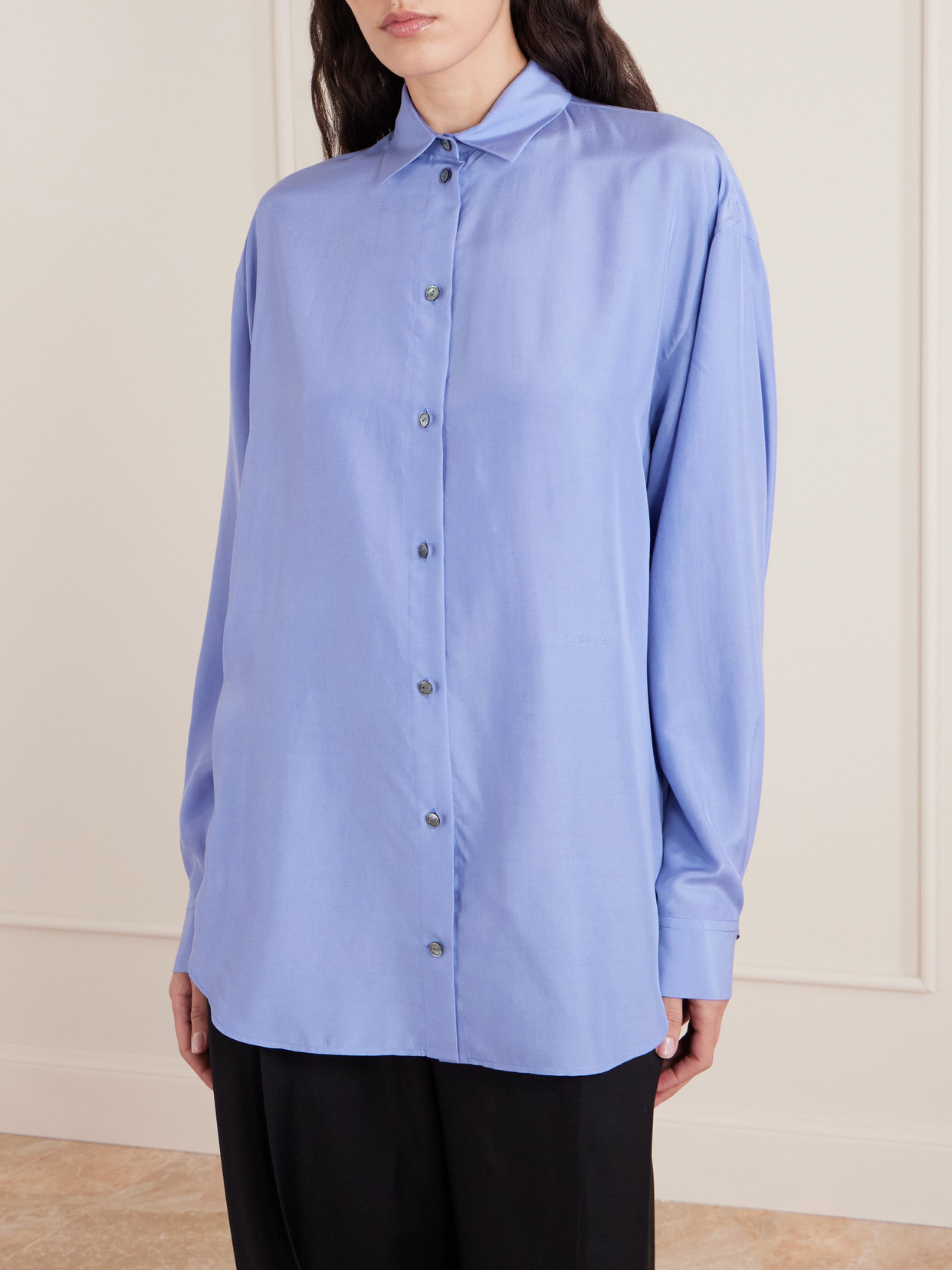 Calvin Klein Collection Frances Silk-satin Shirt In Blue