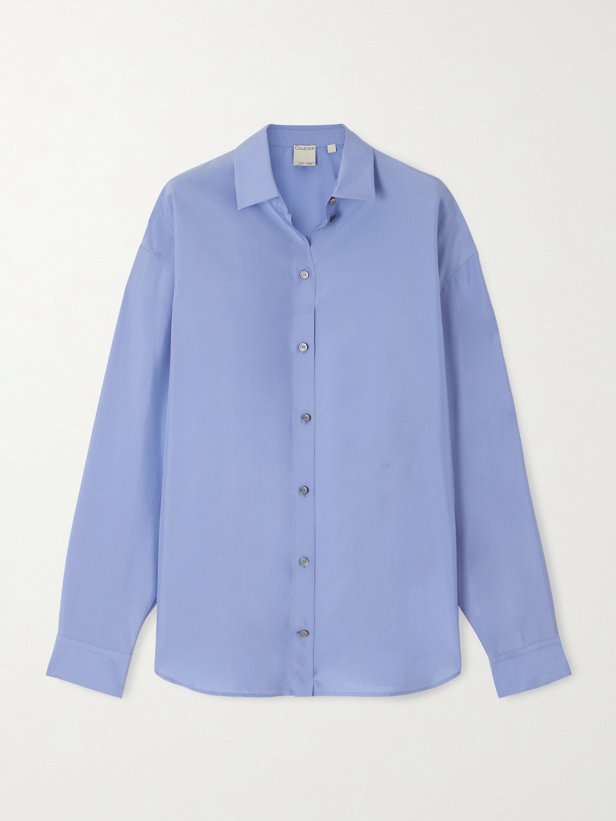 Calvin Klein Collection Frances Silk-satin Shirt In Blue