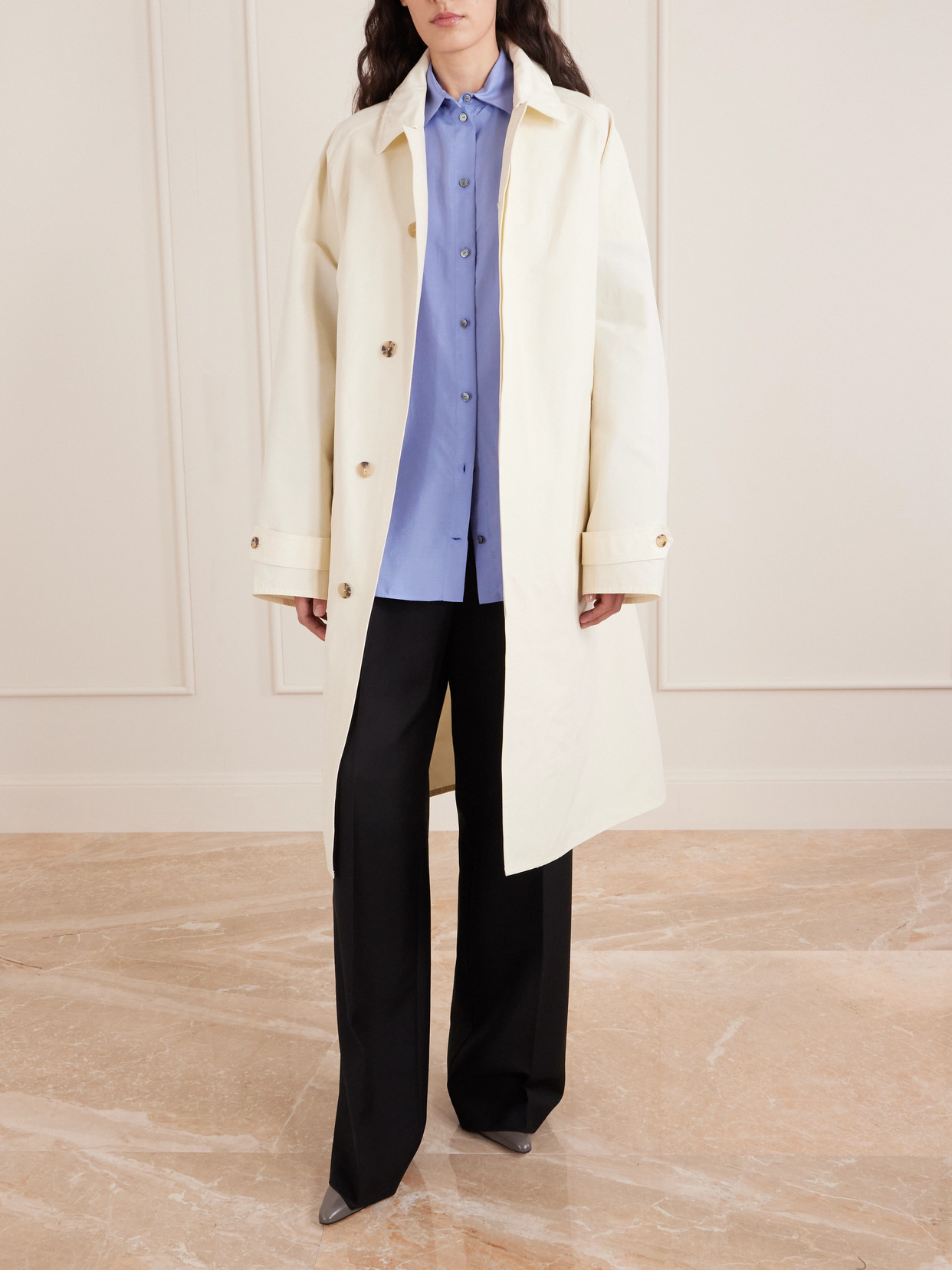 Calvin Klein Collection Frances Silk-satin Shirt In Blue