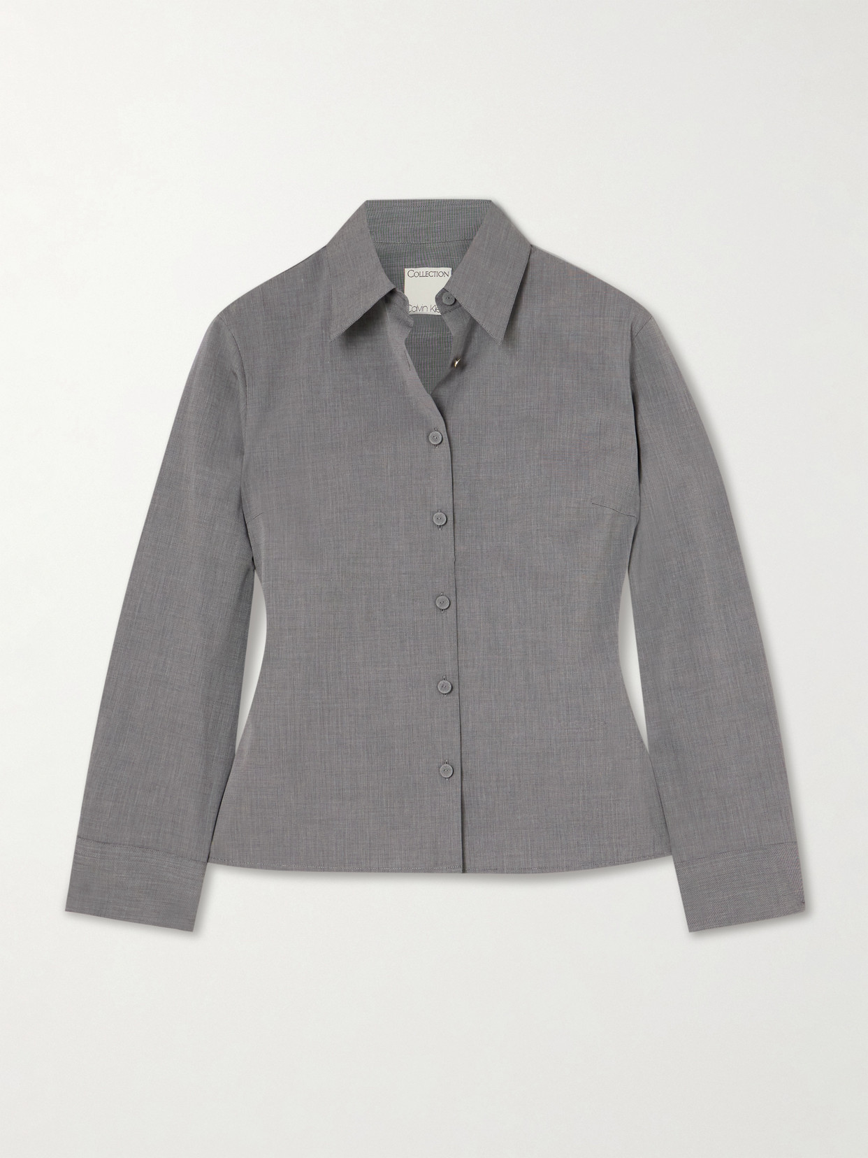 Calvin Klein Collection Daisy Cotton-poplin Shirt In Gray