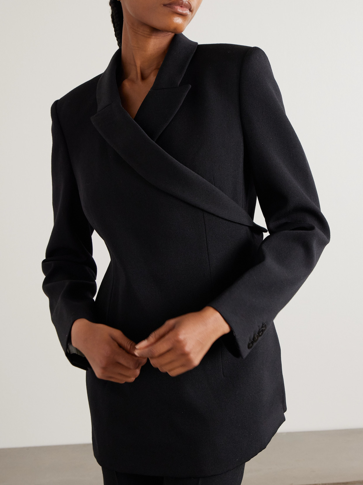 Calvin Klein Collection Mia Asymmetric Wool Blazer In Black
