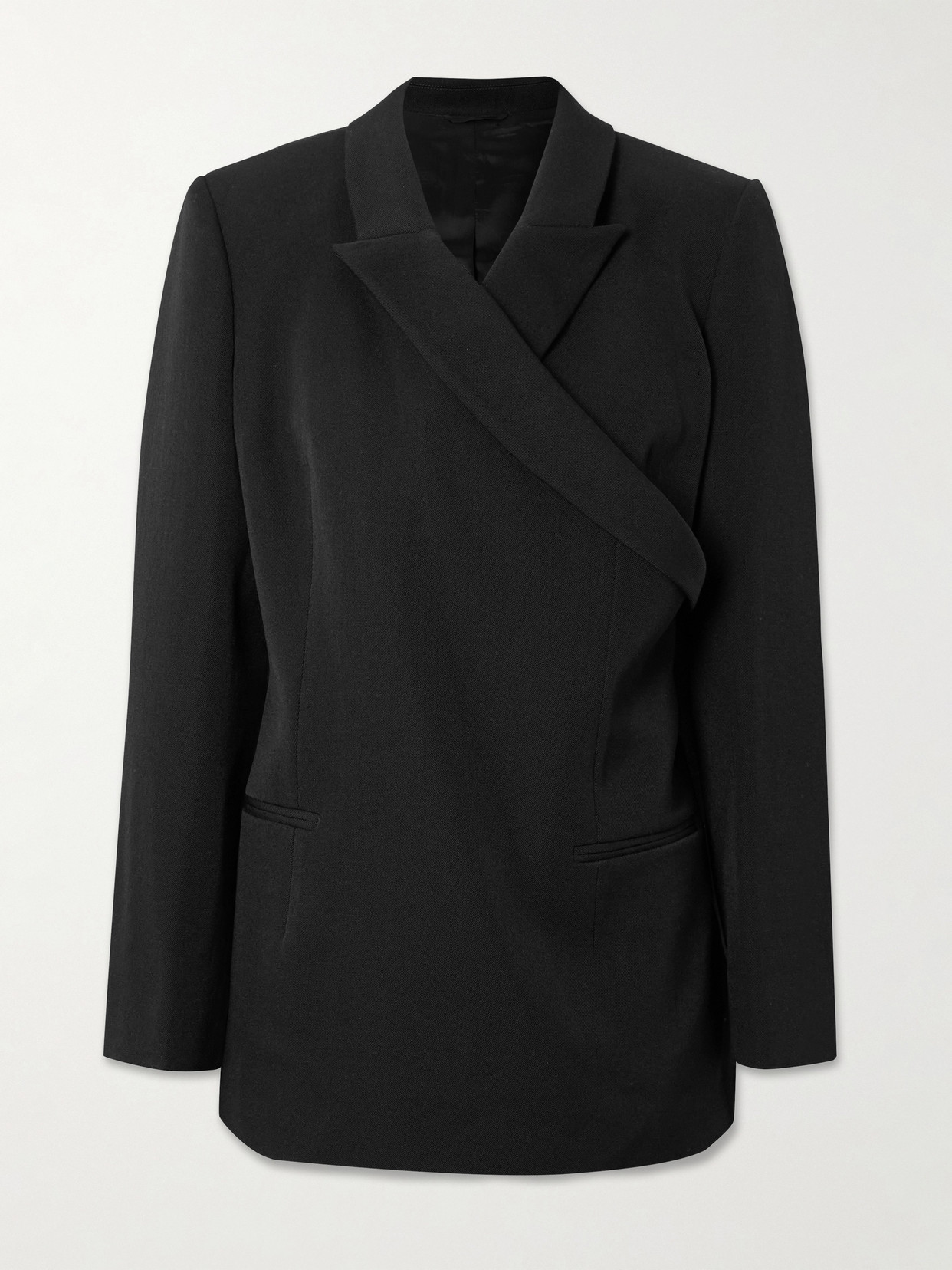 Calvin Klein Collection Mia Asymmetric Wool Blazer In Black