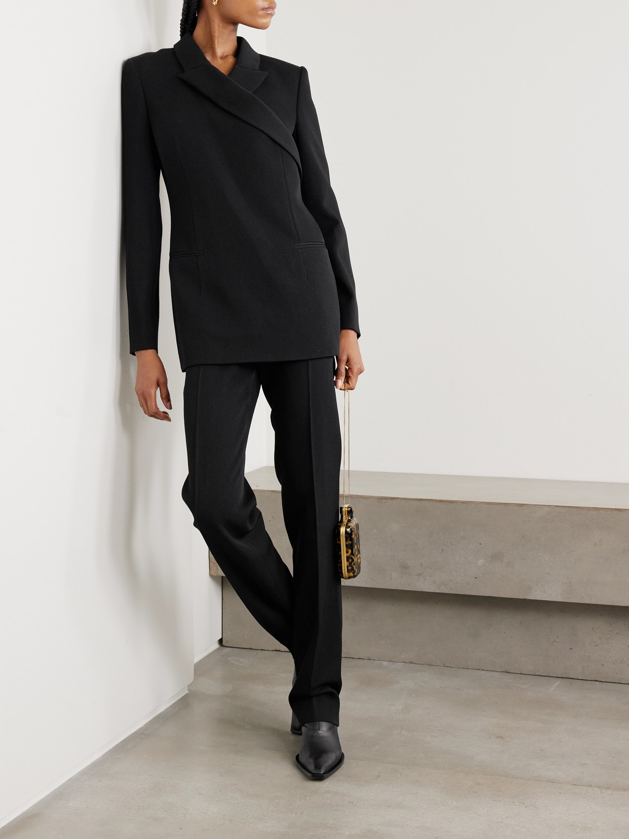 Calvin Klein Collection Mia Asymmetric Wool Blazer In Black